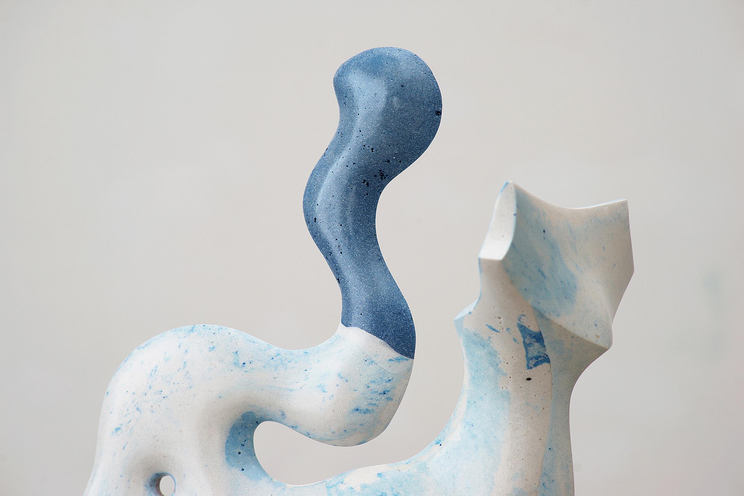 Water Beast by Pavlína Kvita - Contemporary sculpture, unique work, light blue For Sale 10