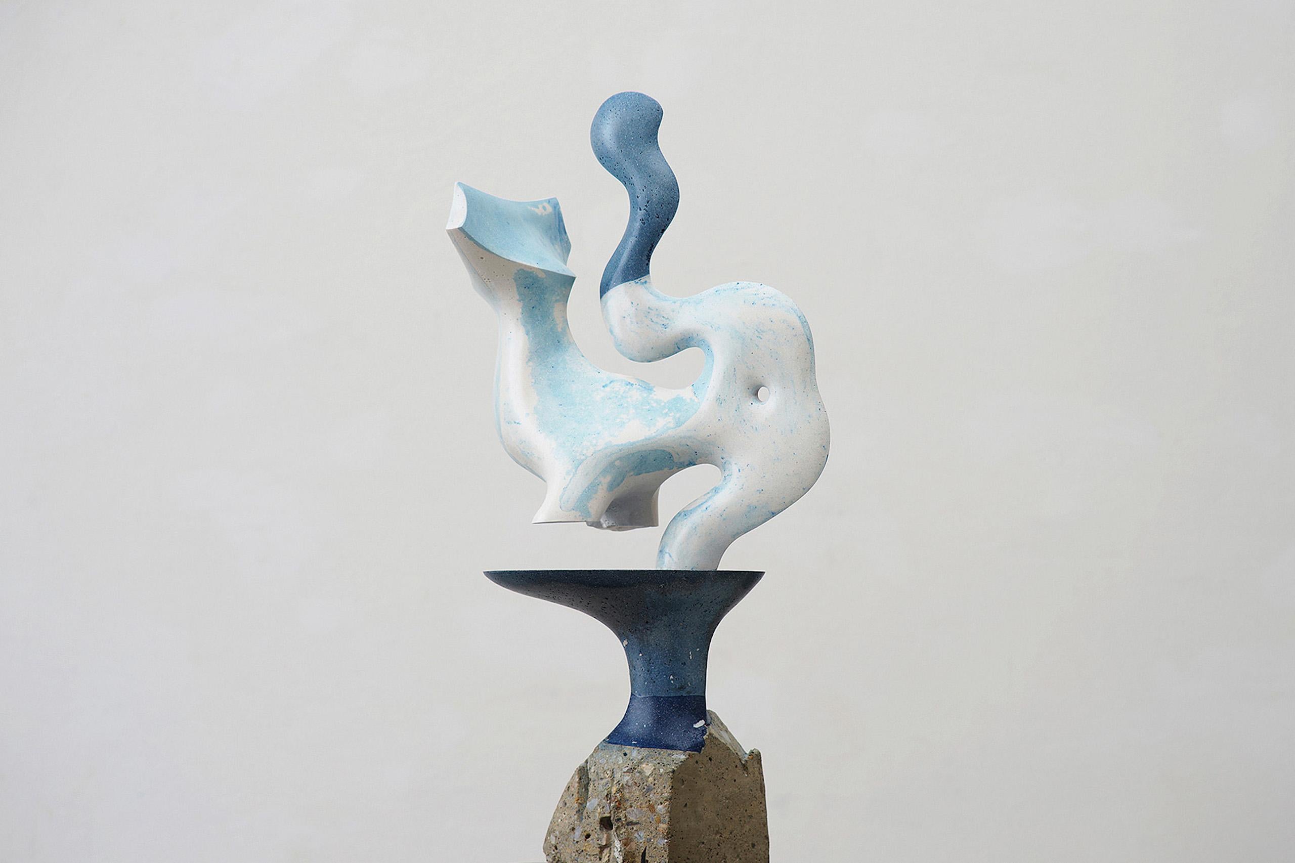 Water Beast by Pavlína Kvita - Contemporary sculpture, unique work, light blue For Sale 1