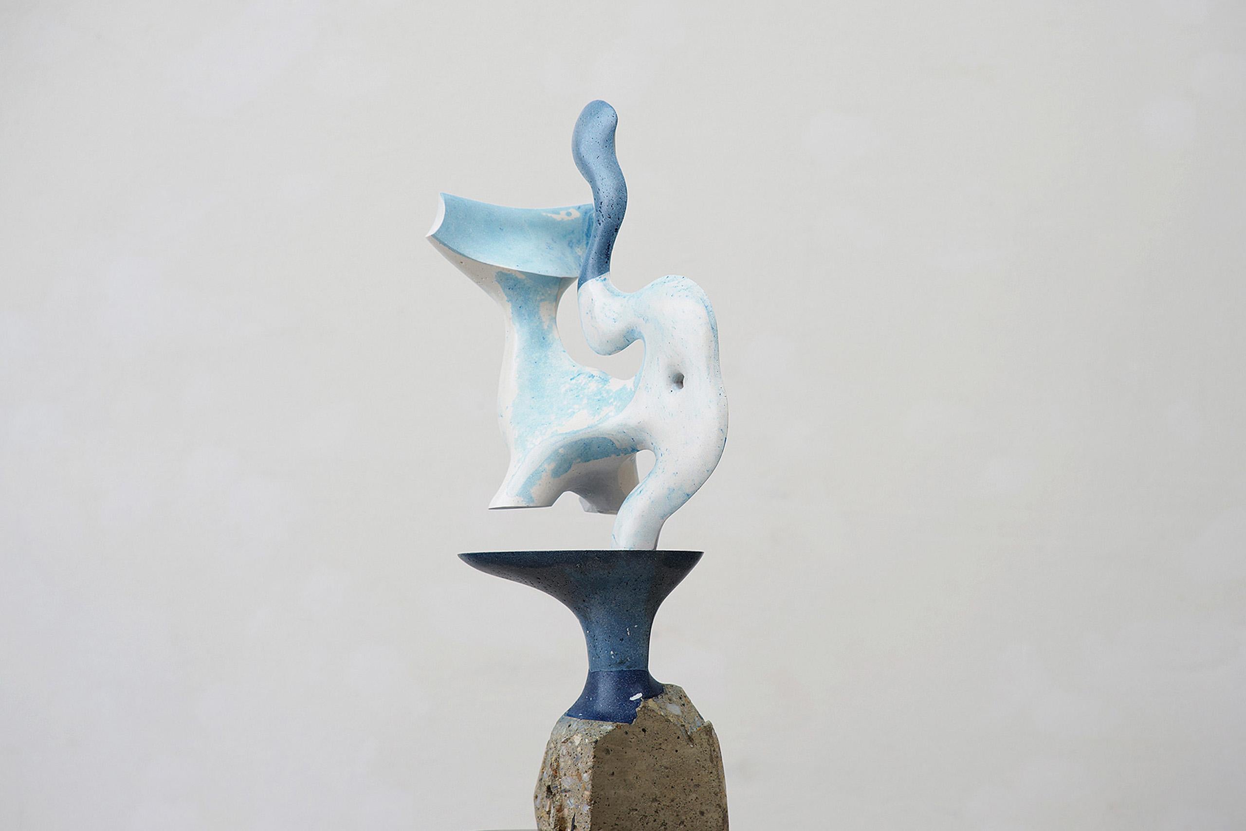 Water Beast by Pavlína Kvita - Contemporary sculpture, unique work, light blue For Sale 2