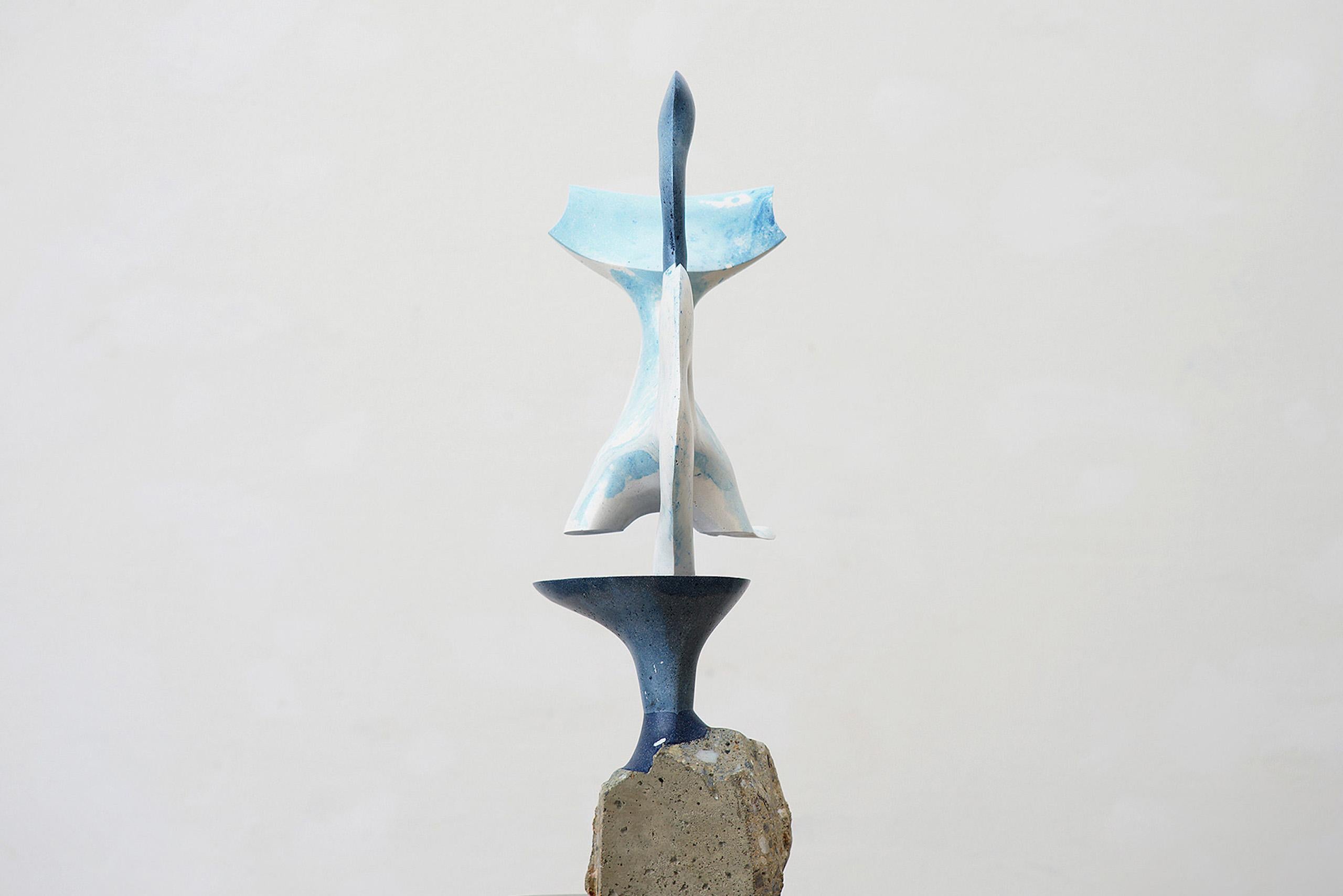 Water Beast by Pavlína Kvita - Contemporary sculpture, unique work, light blue For Sale 3