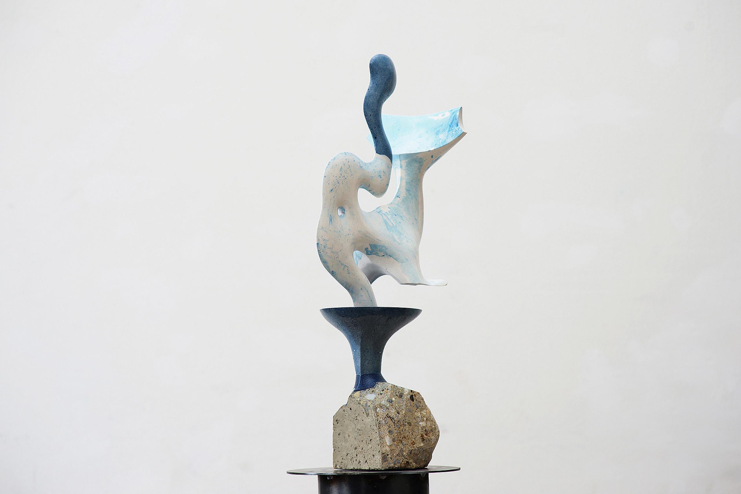Water Beast by Pavlína Kvita - Contemporary sculpture, unique work, light blue For Sale 4