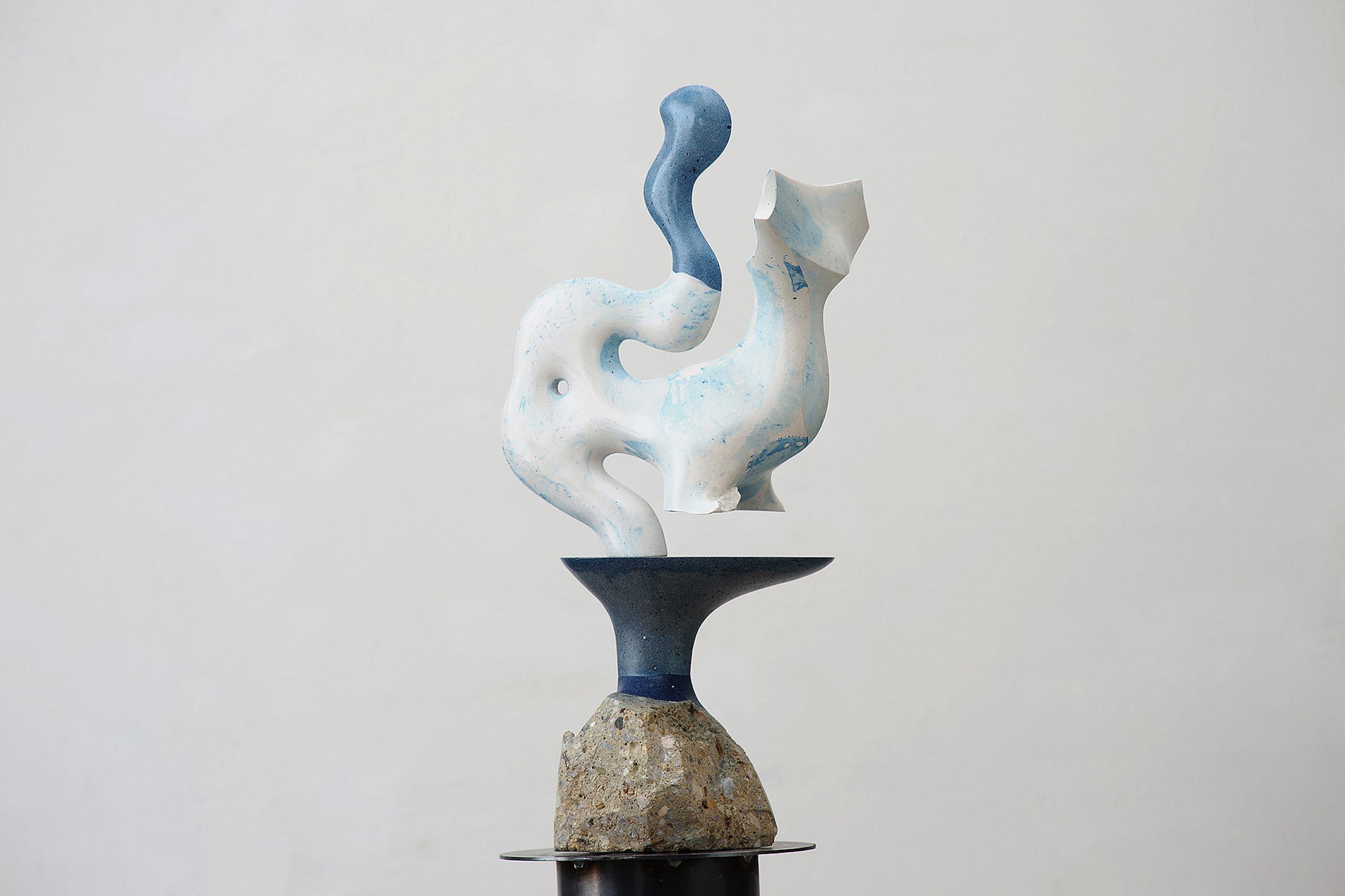 Water Beast by Pavlína Kvita - Contemporary sculpture, unique work, light blue For Sale 5