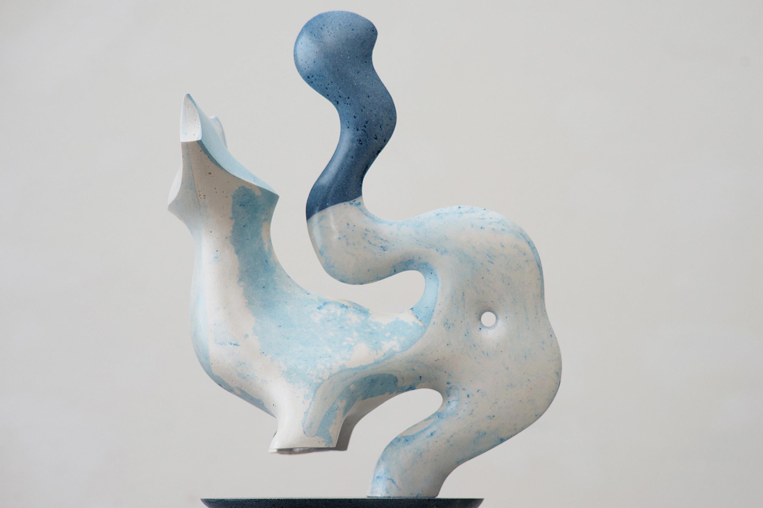 Water Beast by Pavlína Kvita - Contemporary sculpture, unique work, light blue For Sale 7