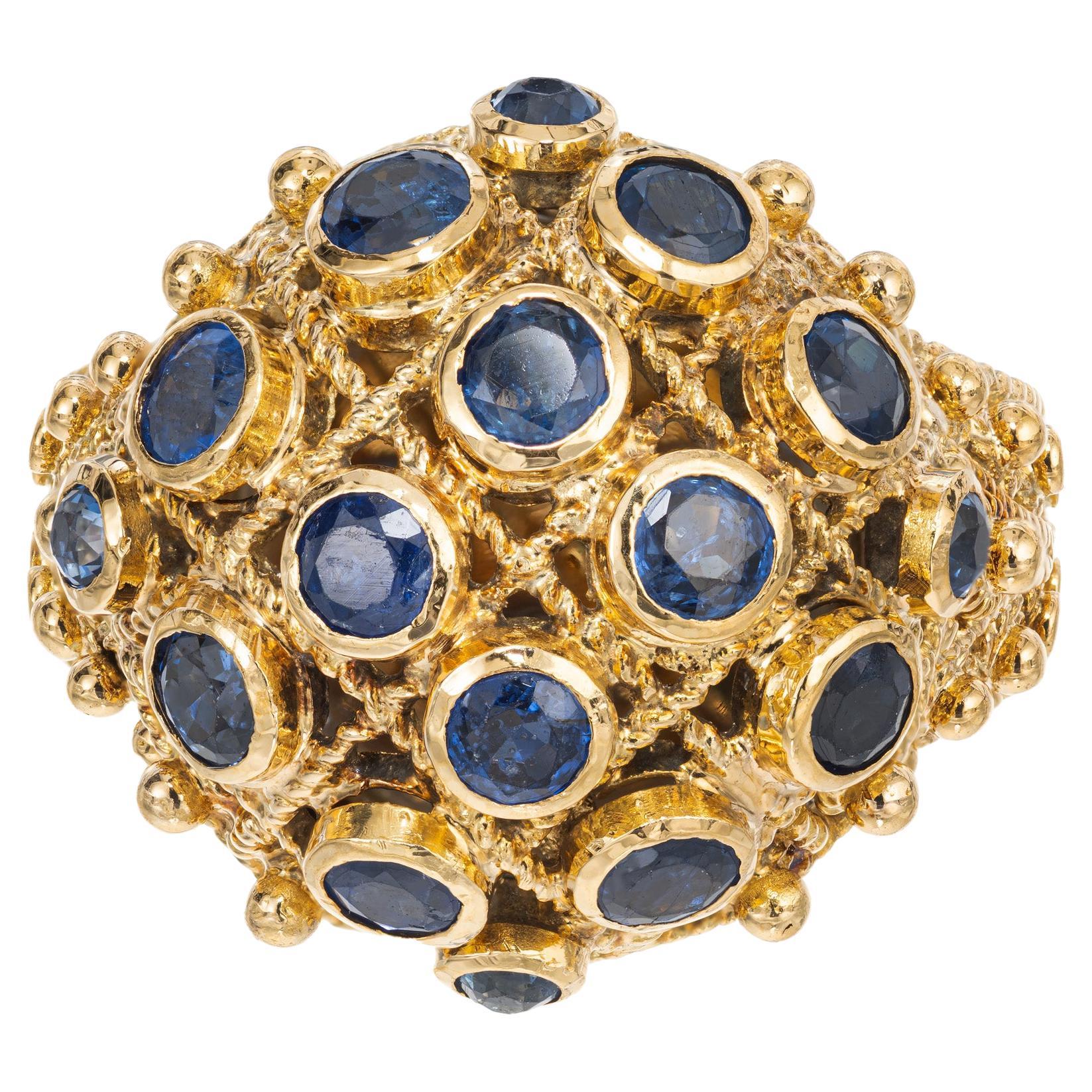 Pavlo 2.40 Carat Sapphire Poision Dome Cocktail Yellow Gold Ring For Sale