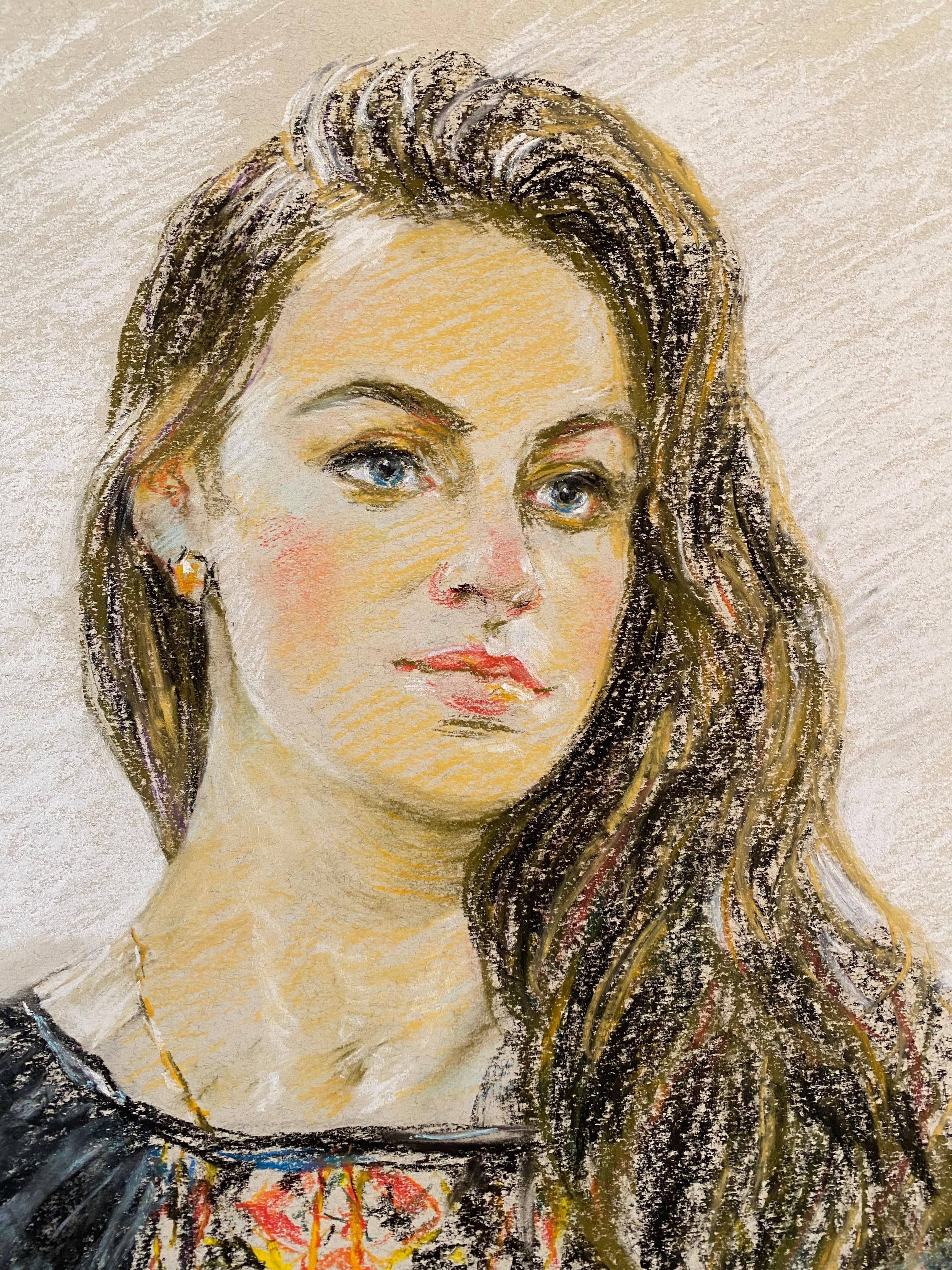 Ragazza - Portrait Painting Beige di Pavlo Marinets