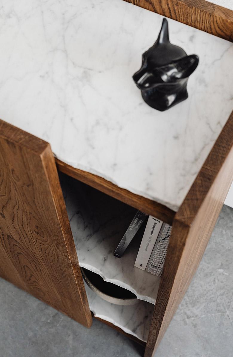 Hand-Crafted Pavo Carrara Console Table For Sale