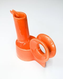 Pavo Jug in Shiny Orange Glazed Ceramic by Eguiarte & Eguiarte