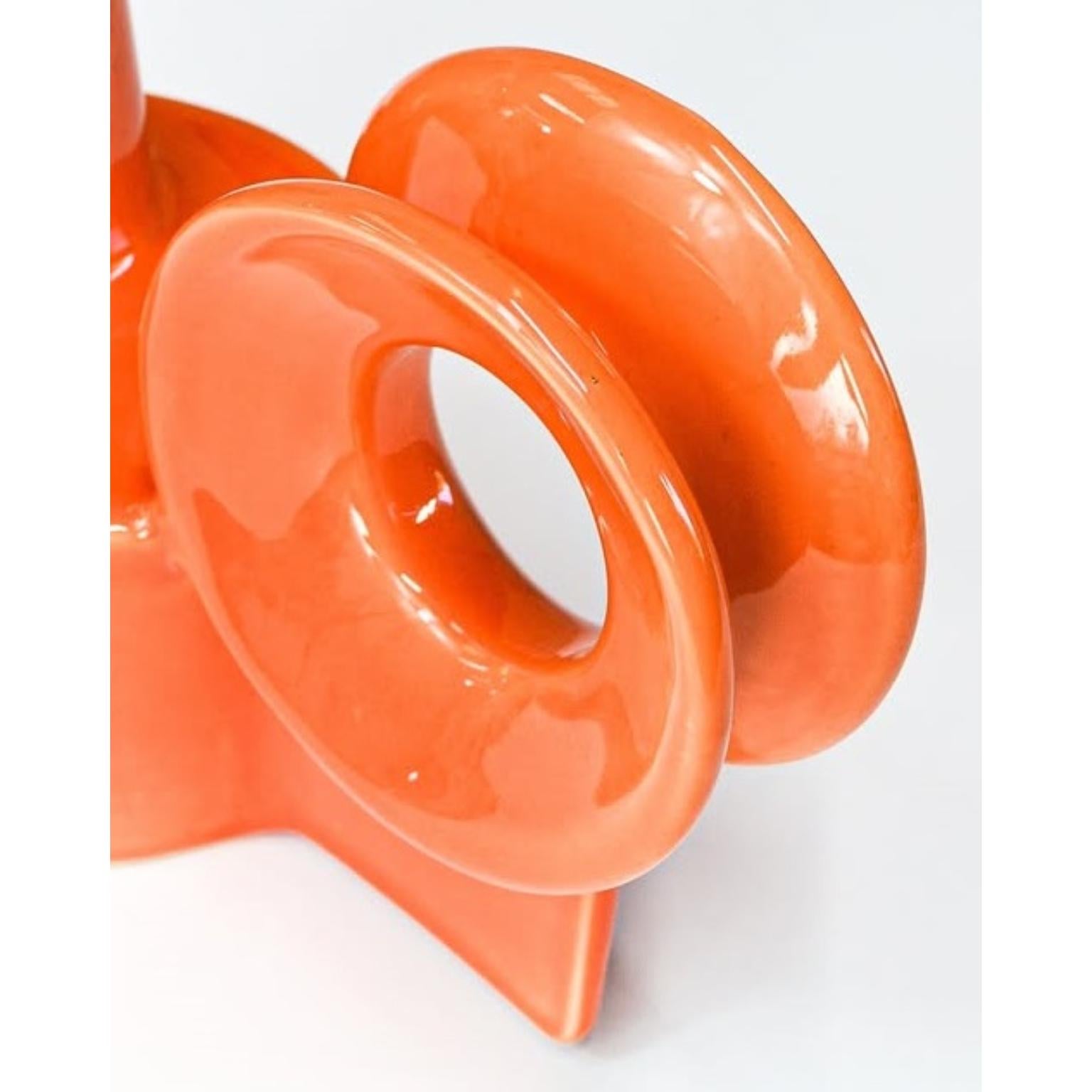 Mexicain Pichet Pavo en céramique émaillée orange brillant par Eguiarte & Eguiarte en vente