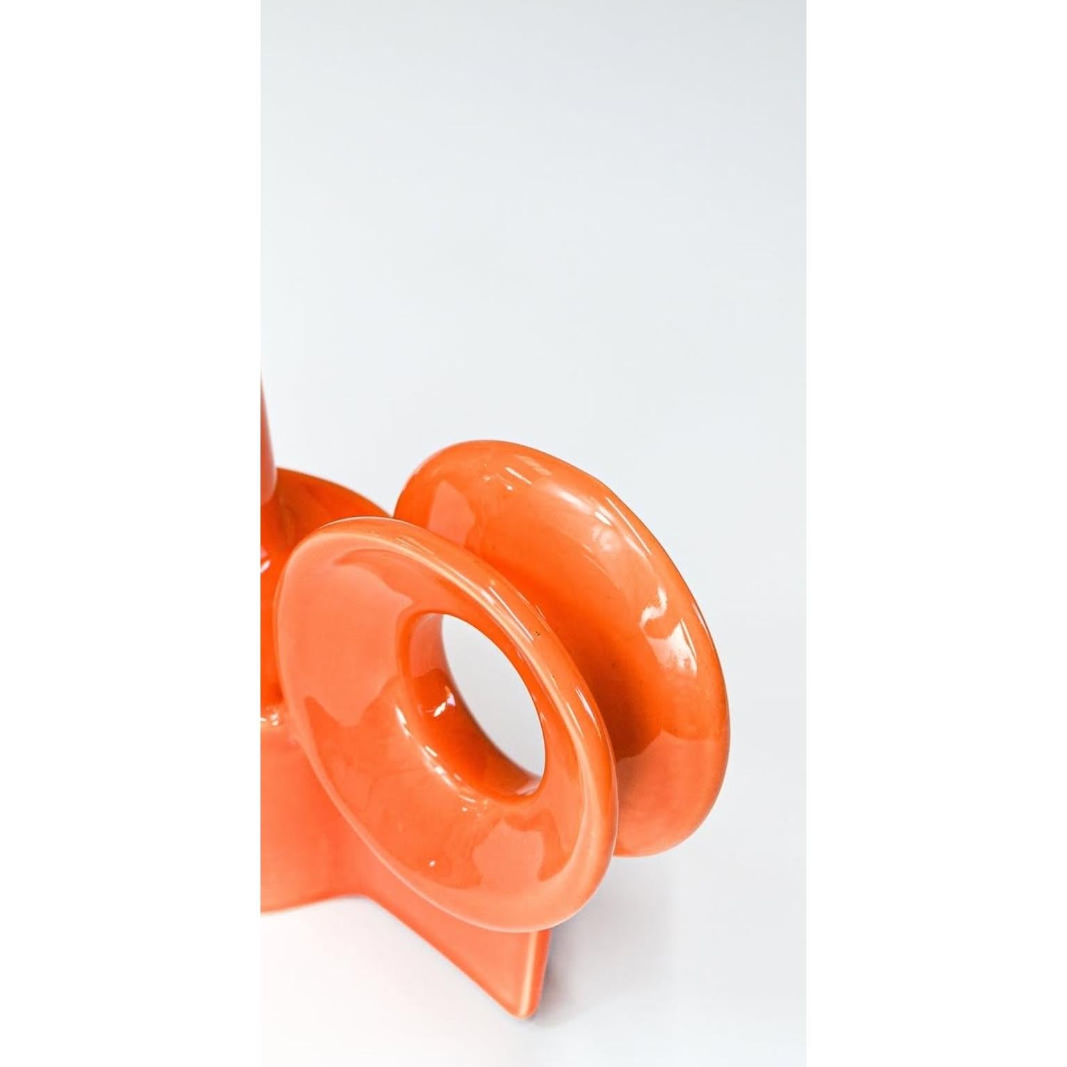 XXIe siècle et contemporain Pichet Pavo en céramique émaillée orange brillant par Eguiarte & Eguiarte en vente
