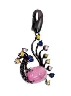 'Pavo Real' Dangling Pendant with Natural Fancy Color Diamond