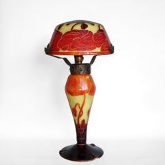 "Pavot" Sehr seltene Tischlampe von Le Verre Francais um 1925