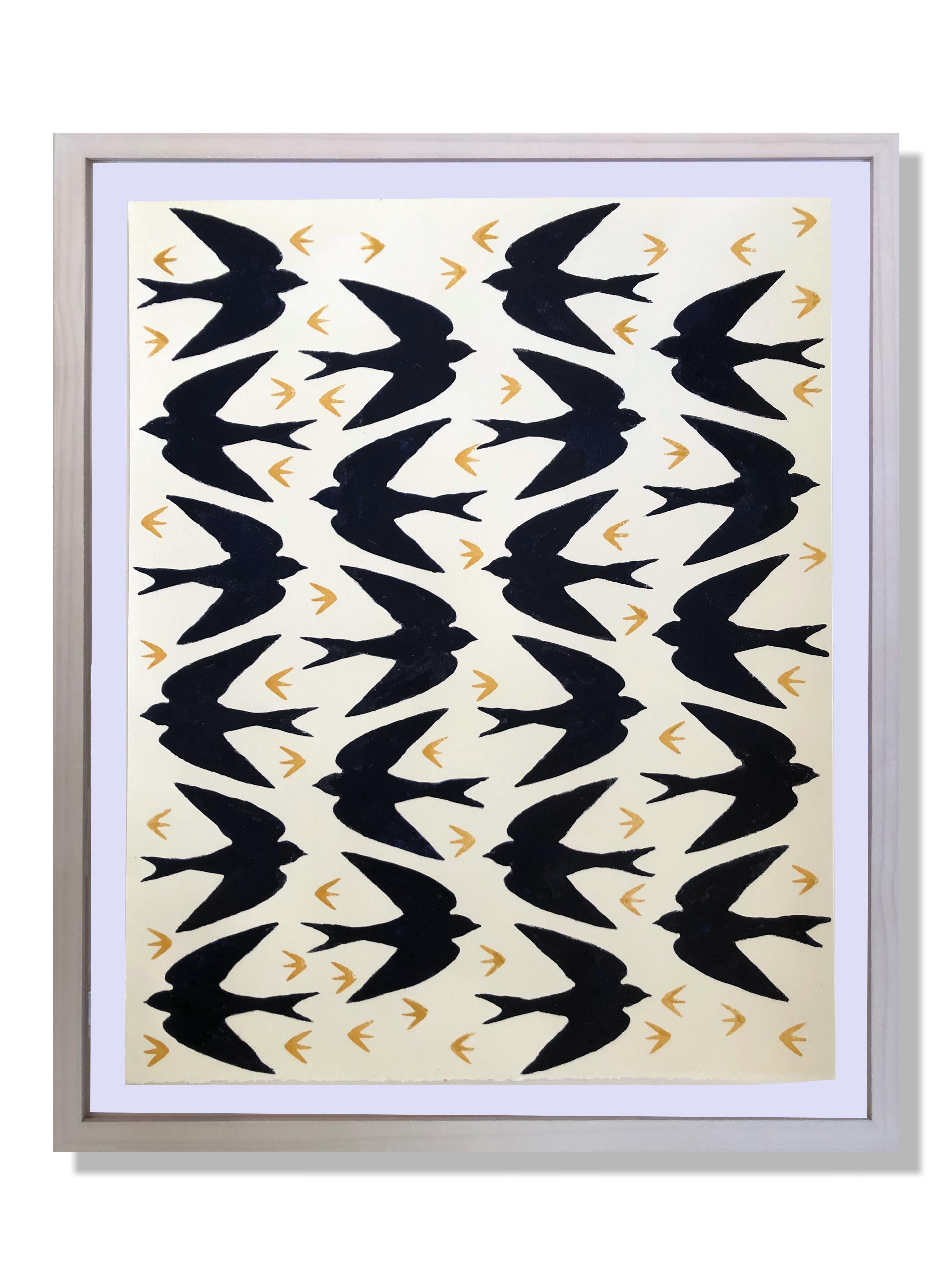 Pavy Art and Design Animal Print – Blaue Vögel 24 ---  Serigraphie Druck 