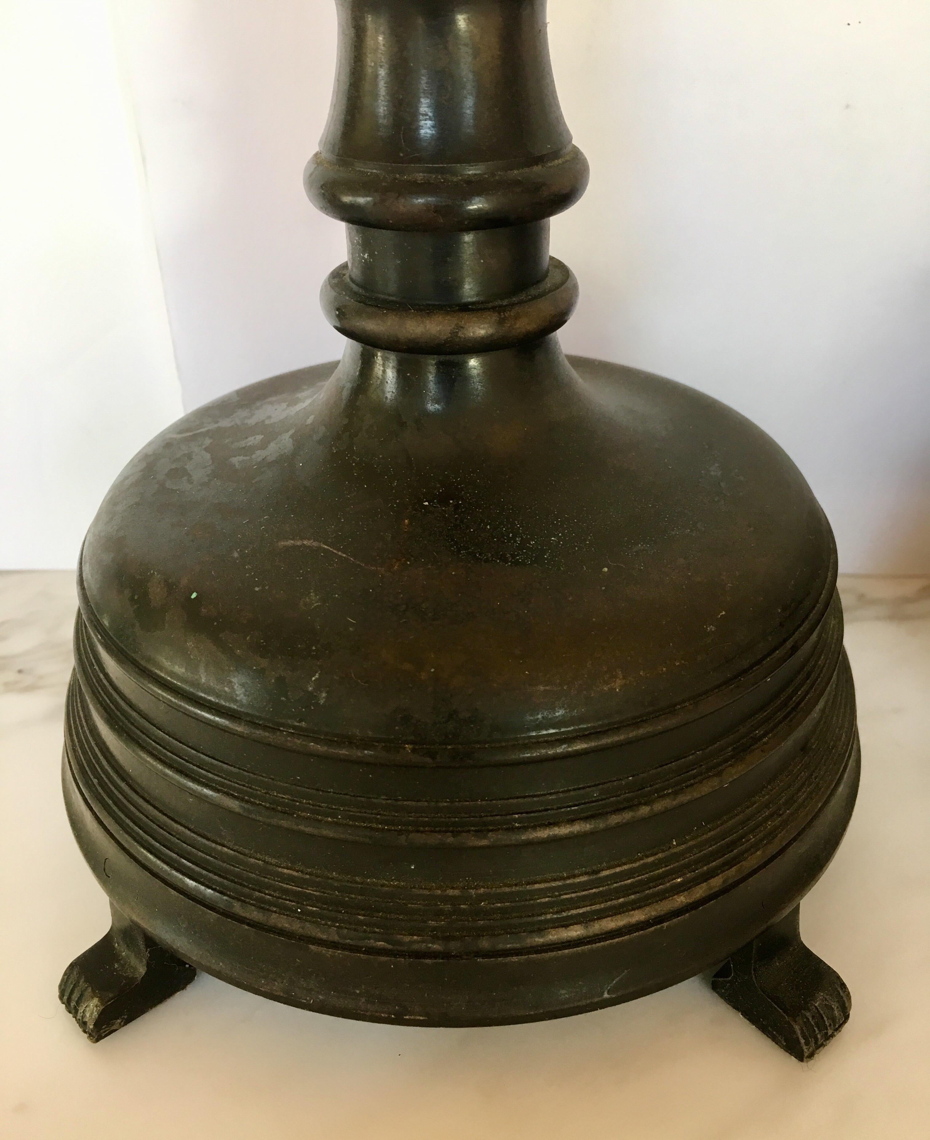 Paw Footed Bronze Metal Candlesticks, Pair 1