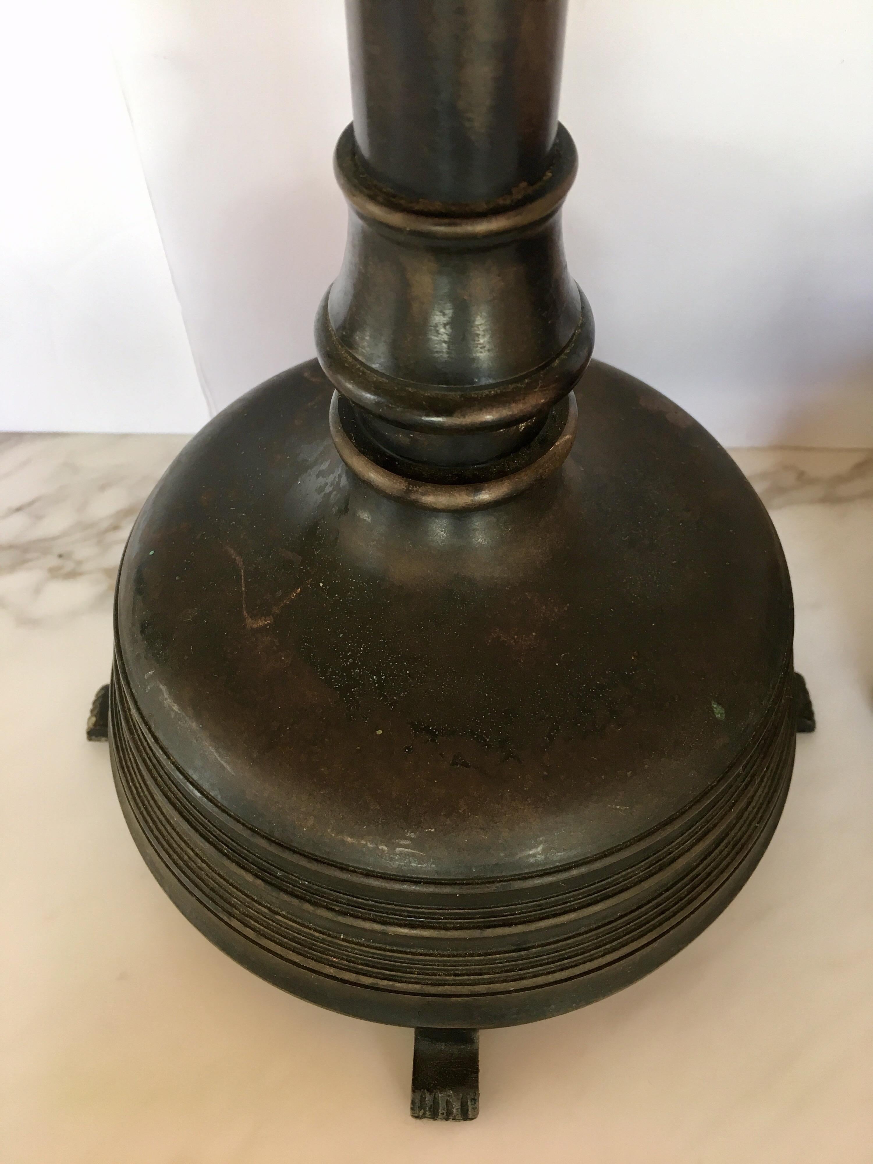 Paw Footed Bronze Metal Candlesticks, Pair 3