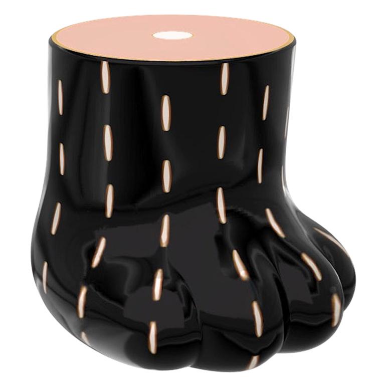Paw Stool Side Table with Brass Inlay by Marcantonio