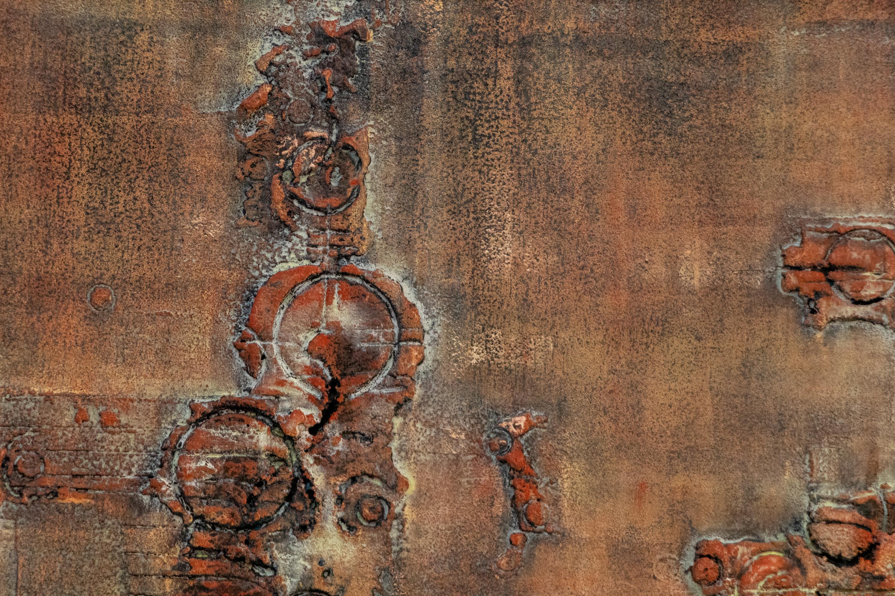 Abstrakte Mixed Media-Komposition „Transfiguration“ aus der Mitte des Jahrhunderts mit Marmorstaub im Angebot 1