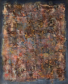 Oracle (Ancient Memories Series), Textured Abstract, Red, Orange, Yellow, Gray