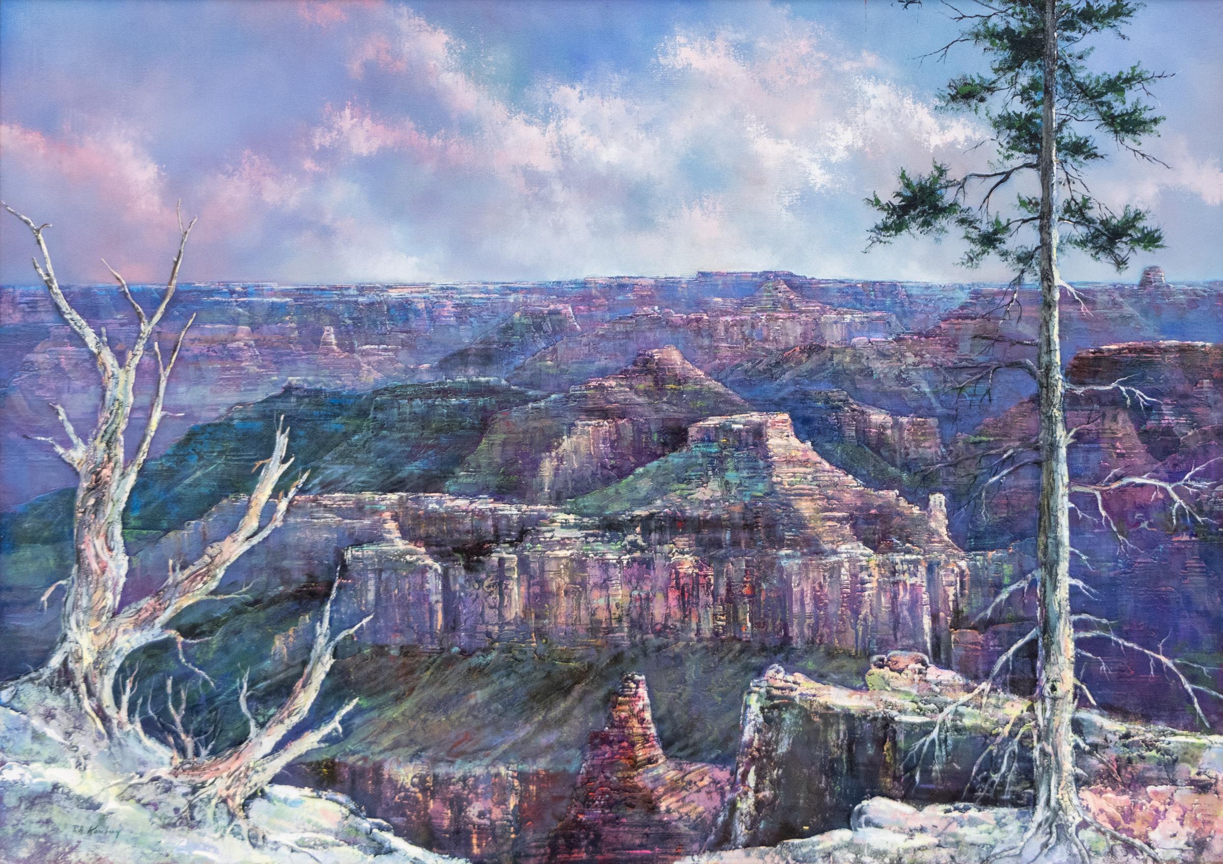 Grand Canyon, Arizona - Pittura ad olio del paesaggio del sud-ovest d'epoca degli anni '80 - Painting di Pawel Kontny