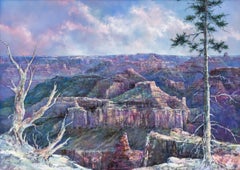 Grand Canyon, Arizona - Pittura ad olio del paesaggio del sud-ovest d'epoca degli anni '80