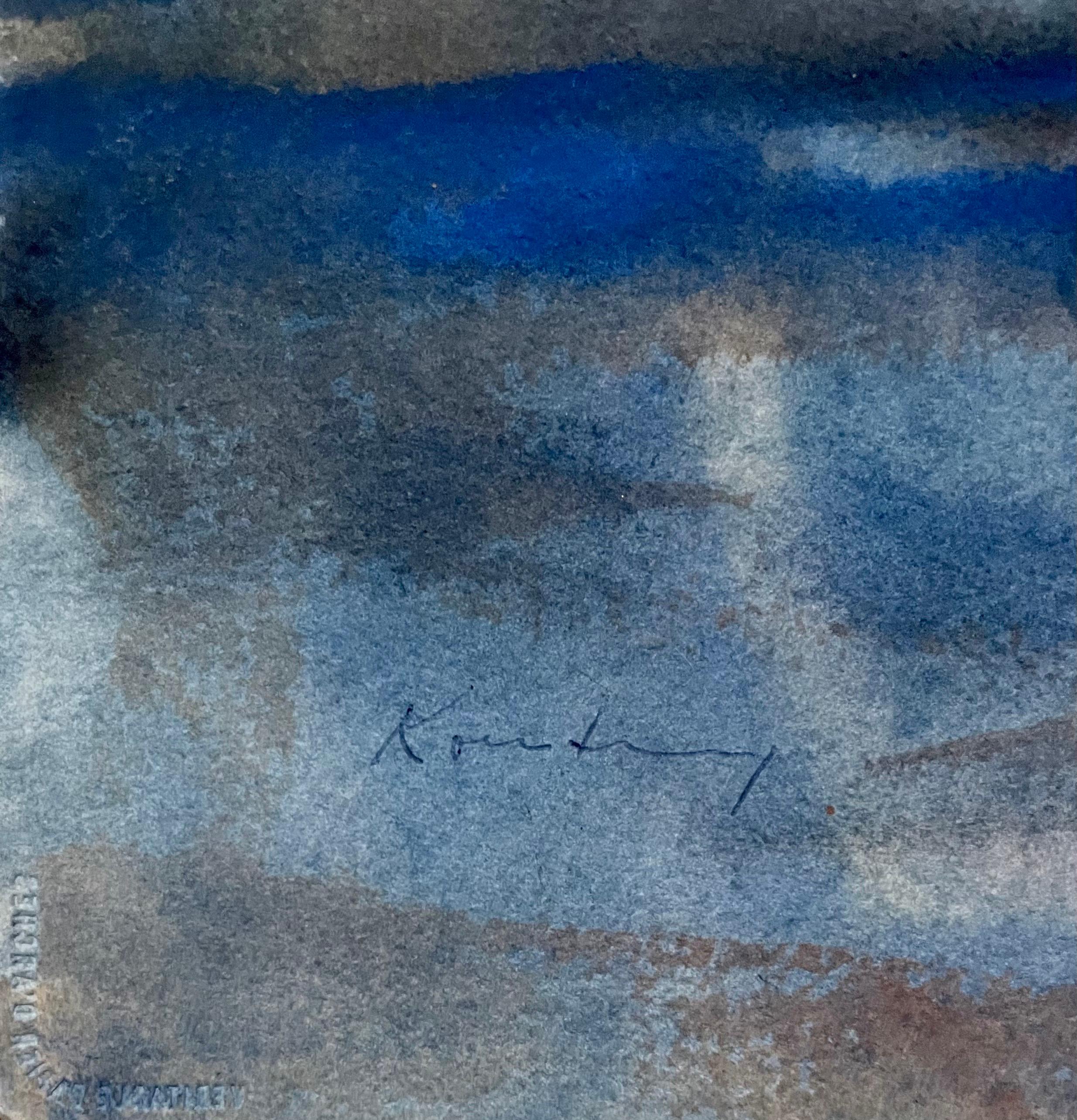 Composition abstraite à l'aquarelle ou à la gouache portant l'influence des compositions antérieures à base de blocs de couleur de Paul Klee.

Pawel August Kontny, (artiste germano-polonais-américain) Il est né à Laurahuette, en Pologne, en 1923,