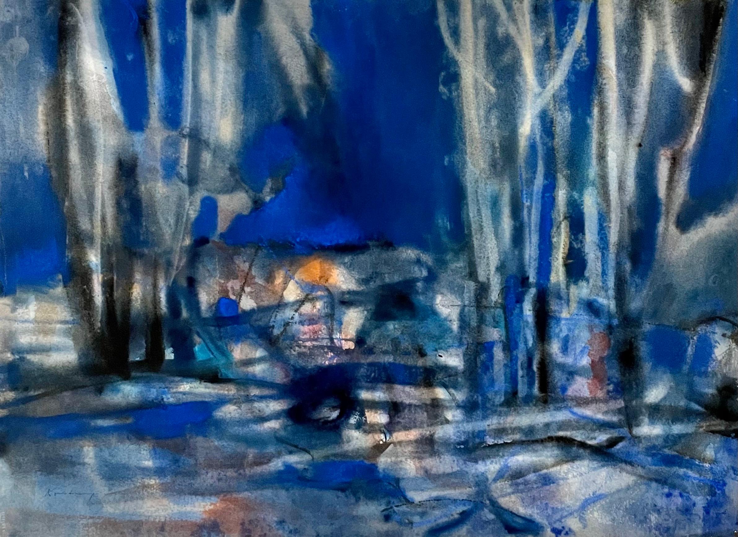 Horizontal Abstract Drawings and Watercolors