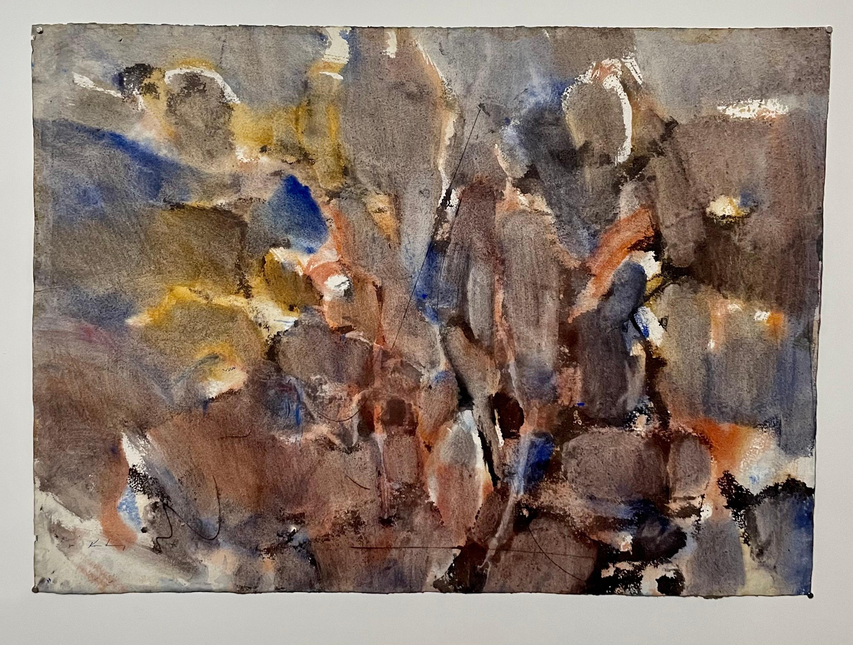 Große Modernist Abstrakt Expressionist Aquarell Malerei Bauhaus Weimar Künstler – Painting von Pawel Kontny