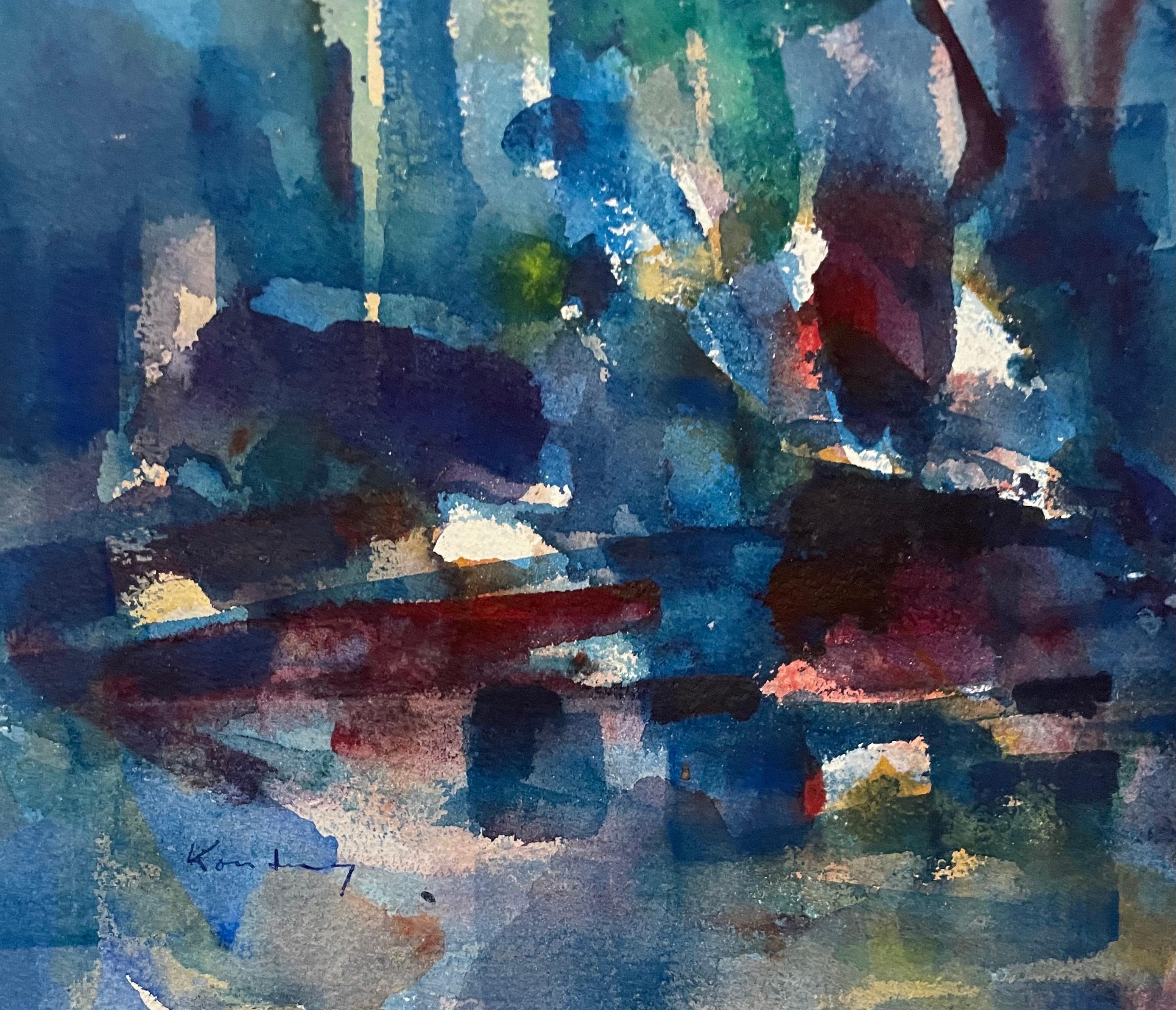 Peinture moderniste abstraite expressionniste à l'eau Bauhaus Weimar Pawel Kontny en vente 2