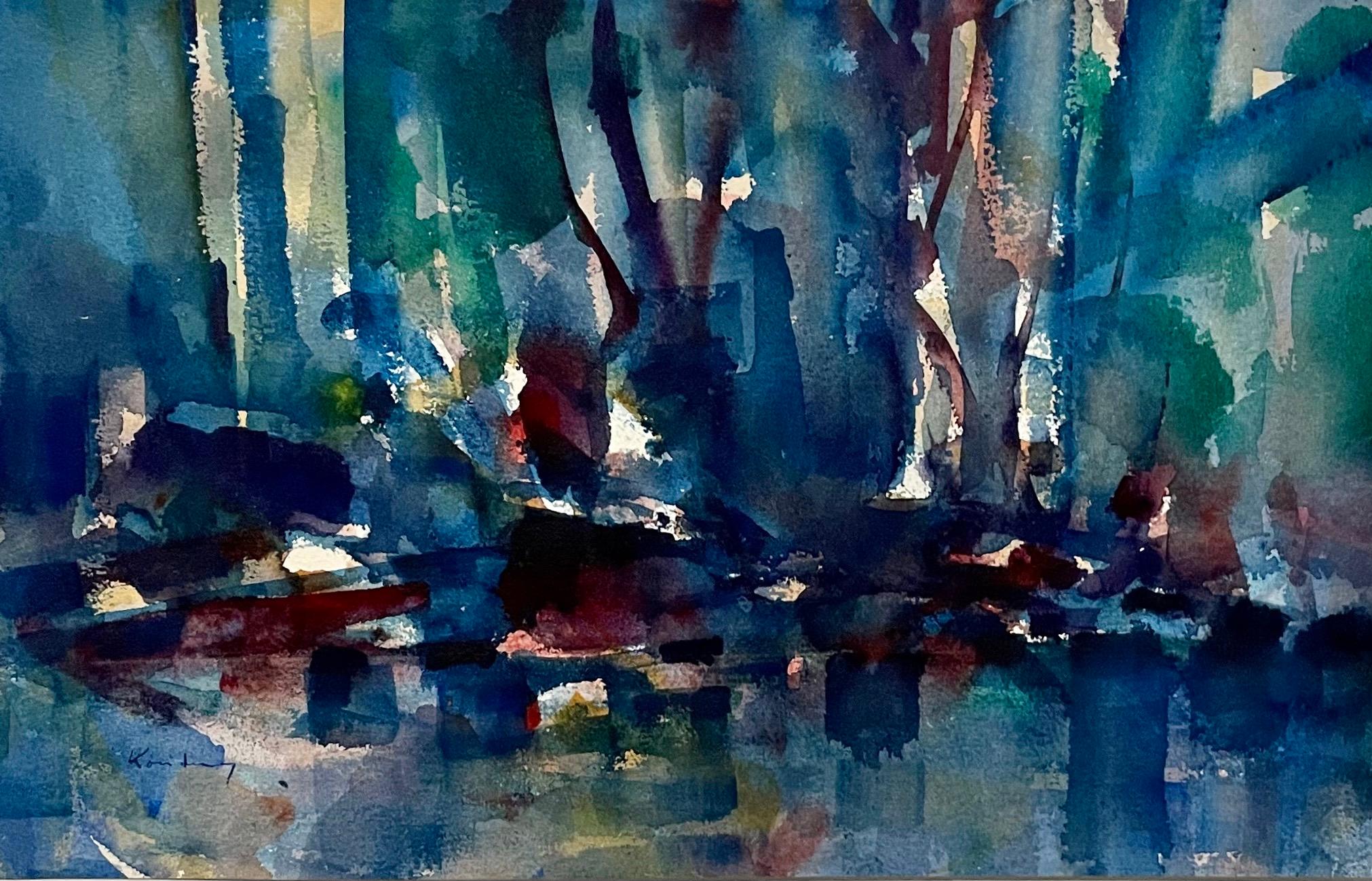 Peinture moderniste abstraite expressionniste à l'eau Bauhaus Weimar Pawel Kontny