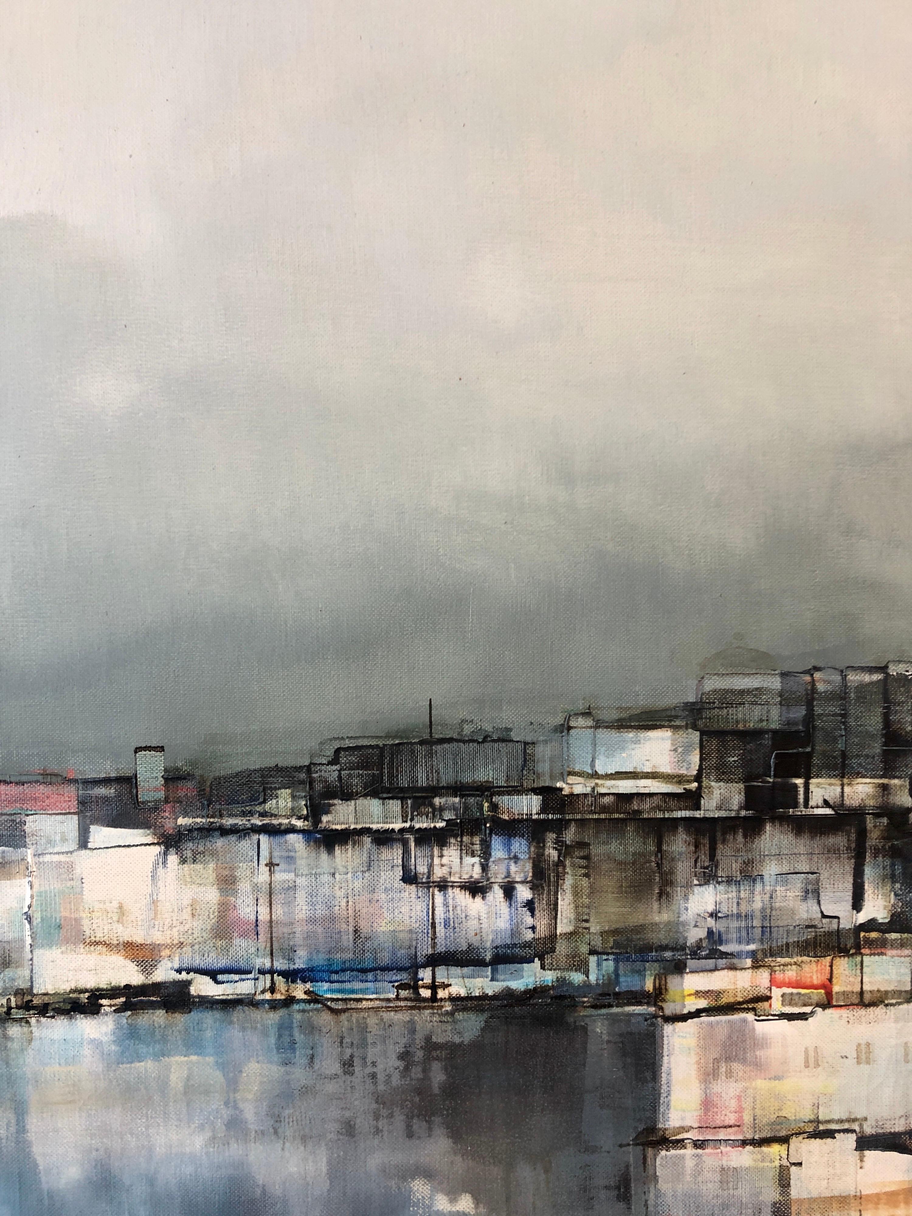 Pittura ad olio modernista del Colorado Paesaggio urbano astratto Scena di porto Pawel Kontny 4