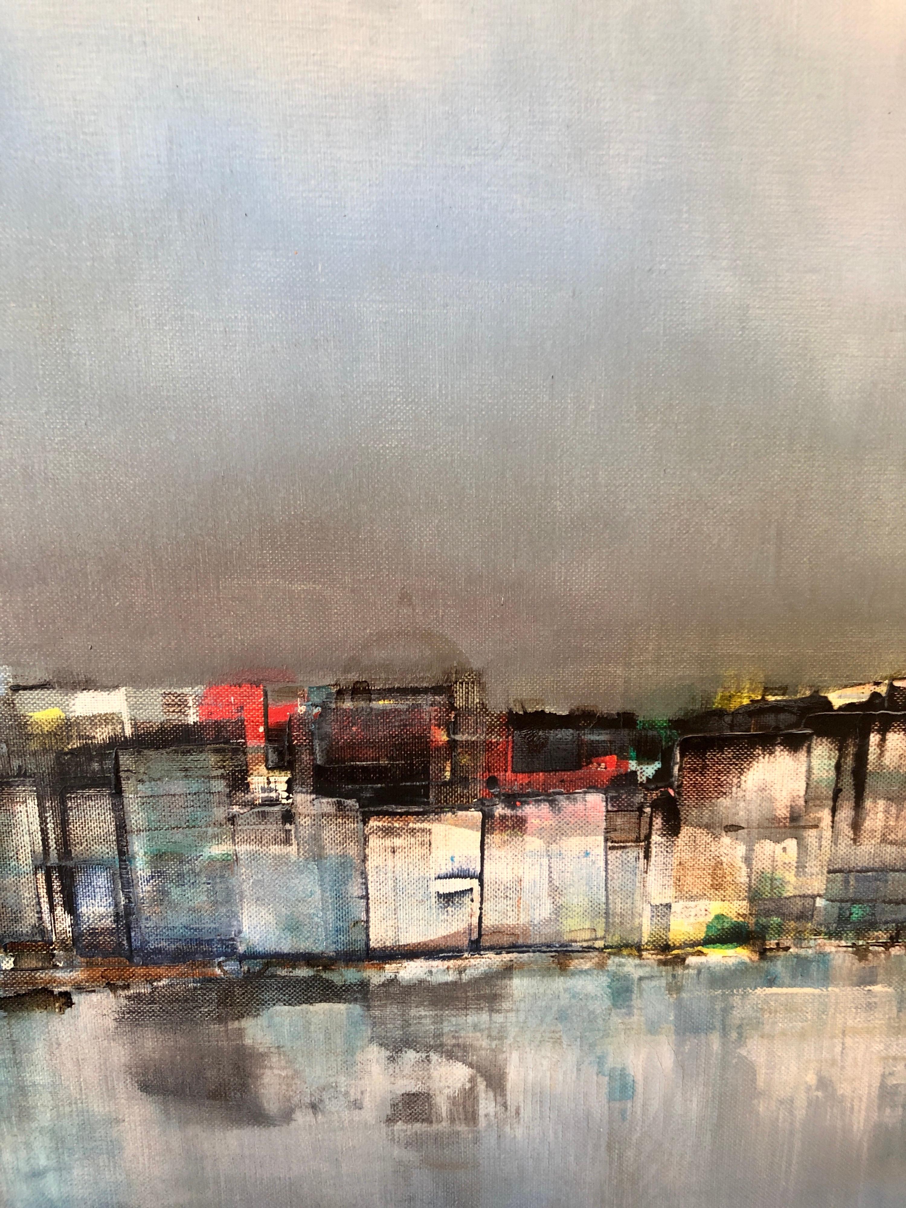 Pittura ad olio modernista del Colorado Paesaggio urbano astratto Scena di porto Pawel Kontny 6