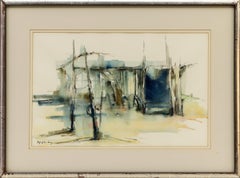 Pawel Kontny “New Mexico” 20th-Century Southwestern Modernist Watercolor