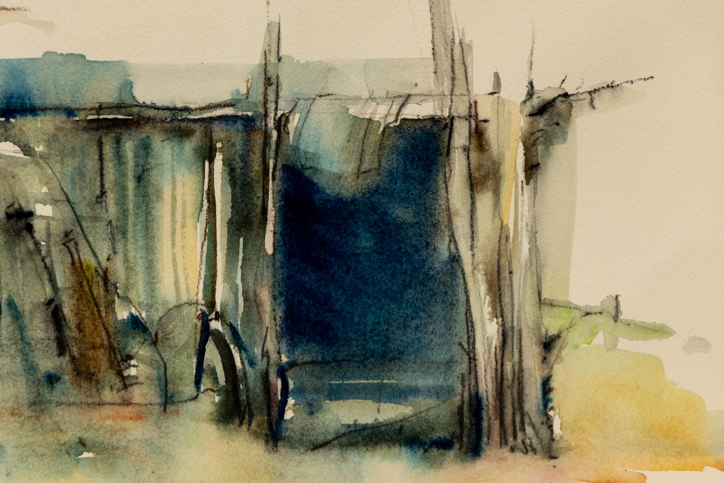 “New Mexico” Adobe Painting by Pawel Kontny, 20th C. Southwestern Watercolor For Sale 6