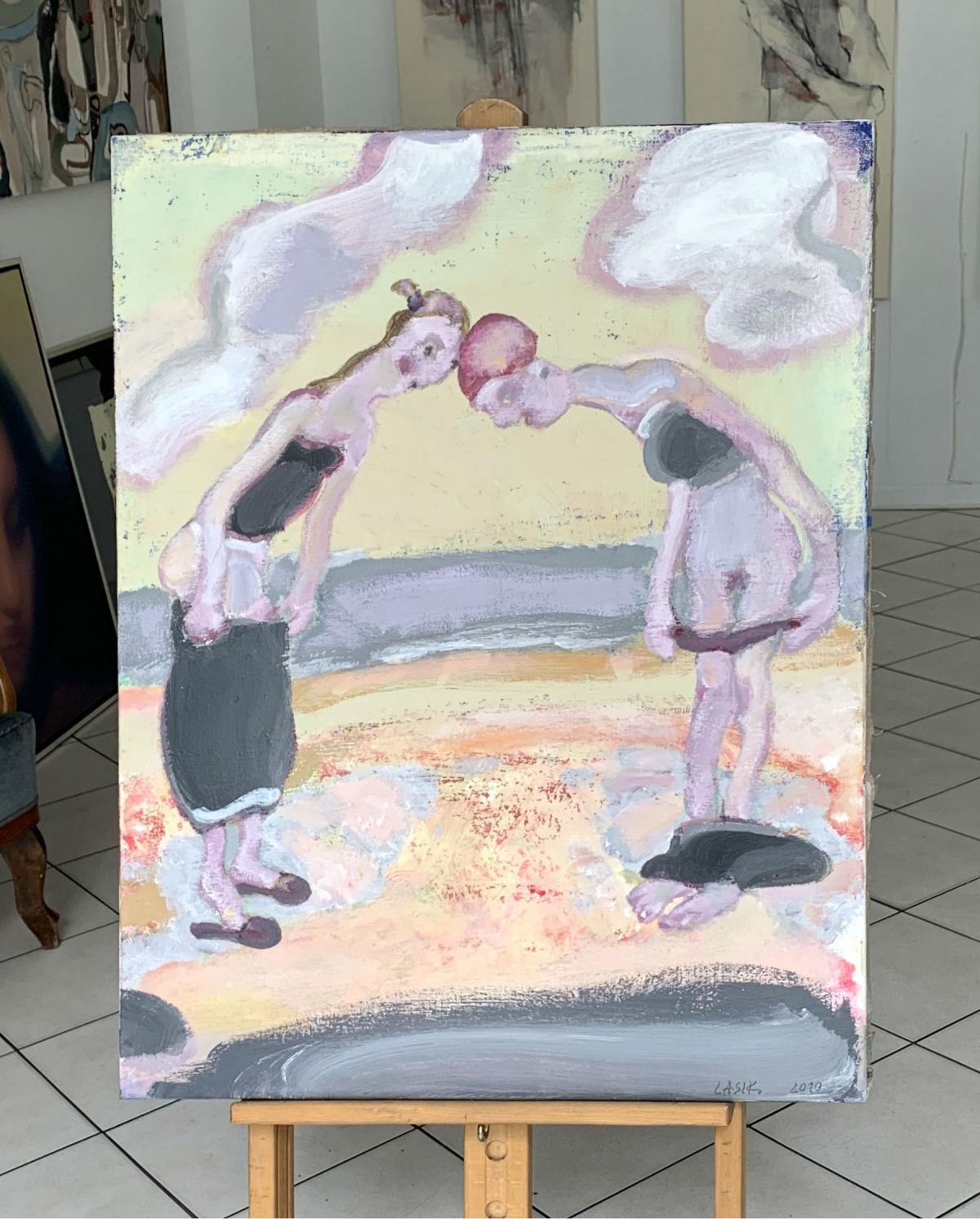 Playa en Dębowa Góra - Siglo XXI, Pintura figurativa, Colores pastel - Painting de Paweł Lasik
