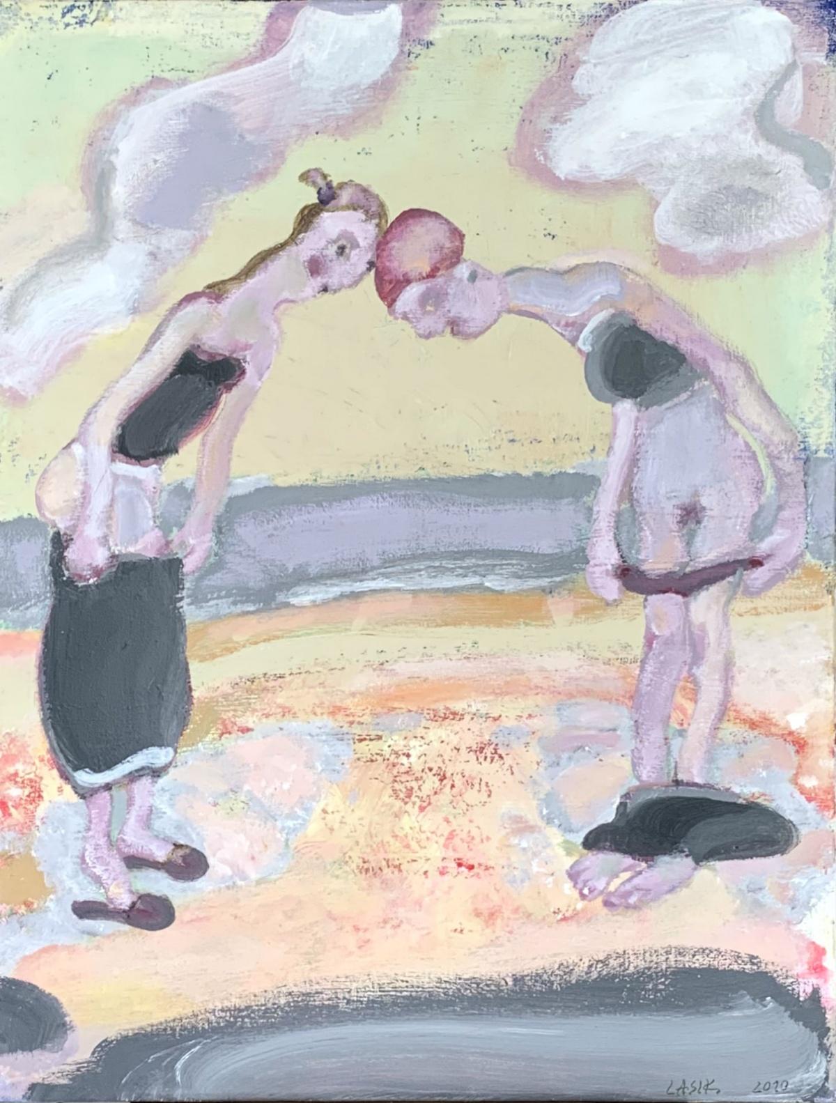 Figurative Painting de Paweł Lasik - Playa en Dębowa Góra - Siglo XXI, Pintura figurativa, Colores pastel