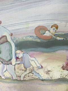 Playa en Ustka - Siglo XXI, Pintura figurativa, Colores vivos, Colorido