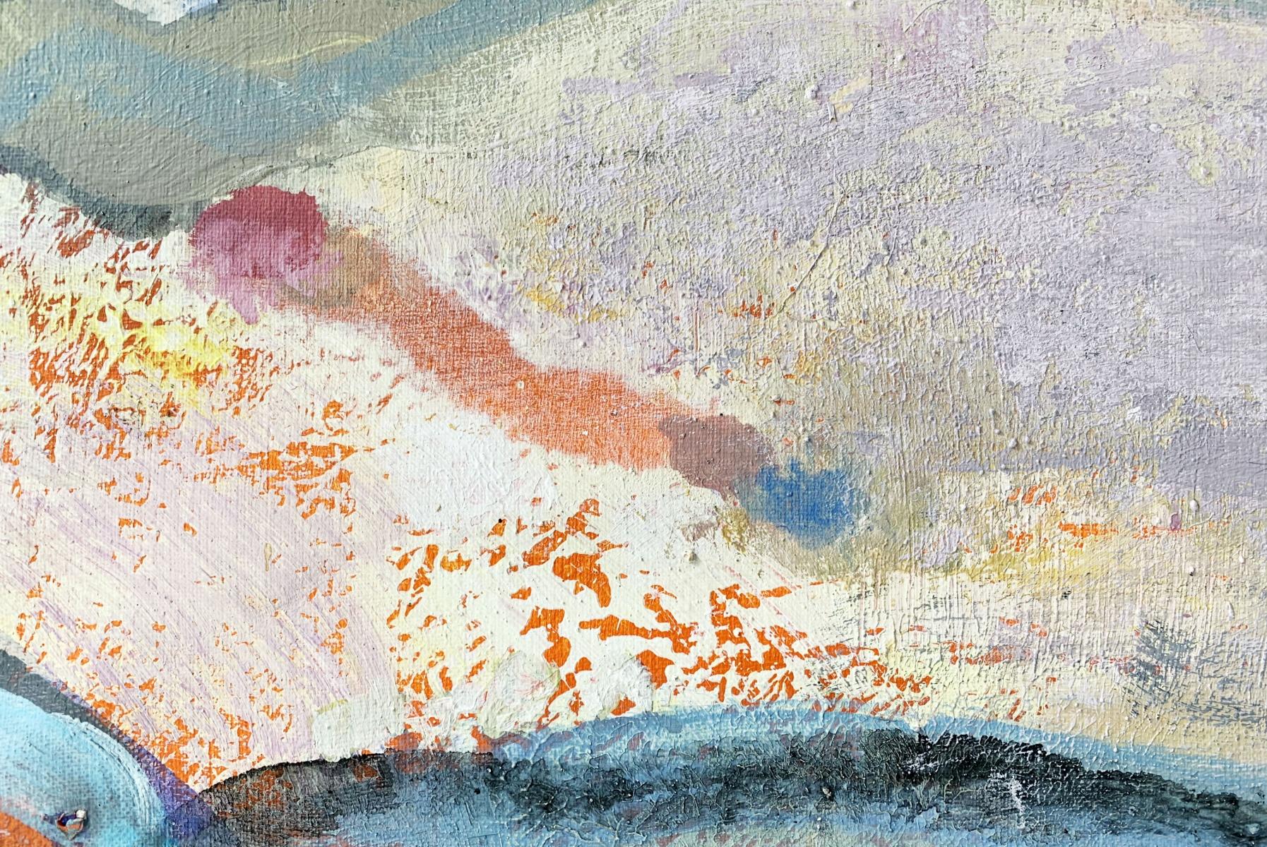 Spiaggia di Ustka - XXI secolo, Pittura figurativa, Colori vivaci, Colorato - Figurative Painting Grigio di Paweł Lasik
