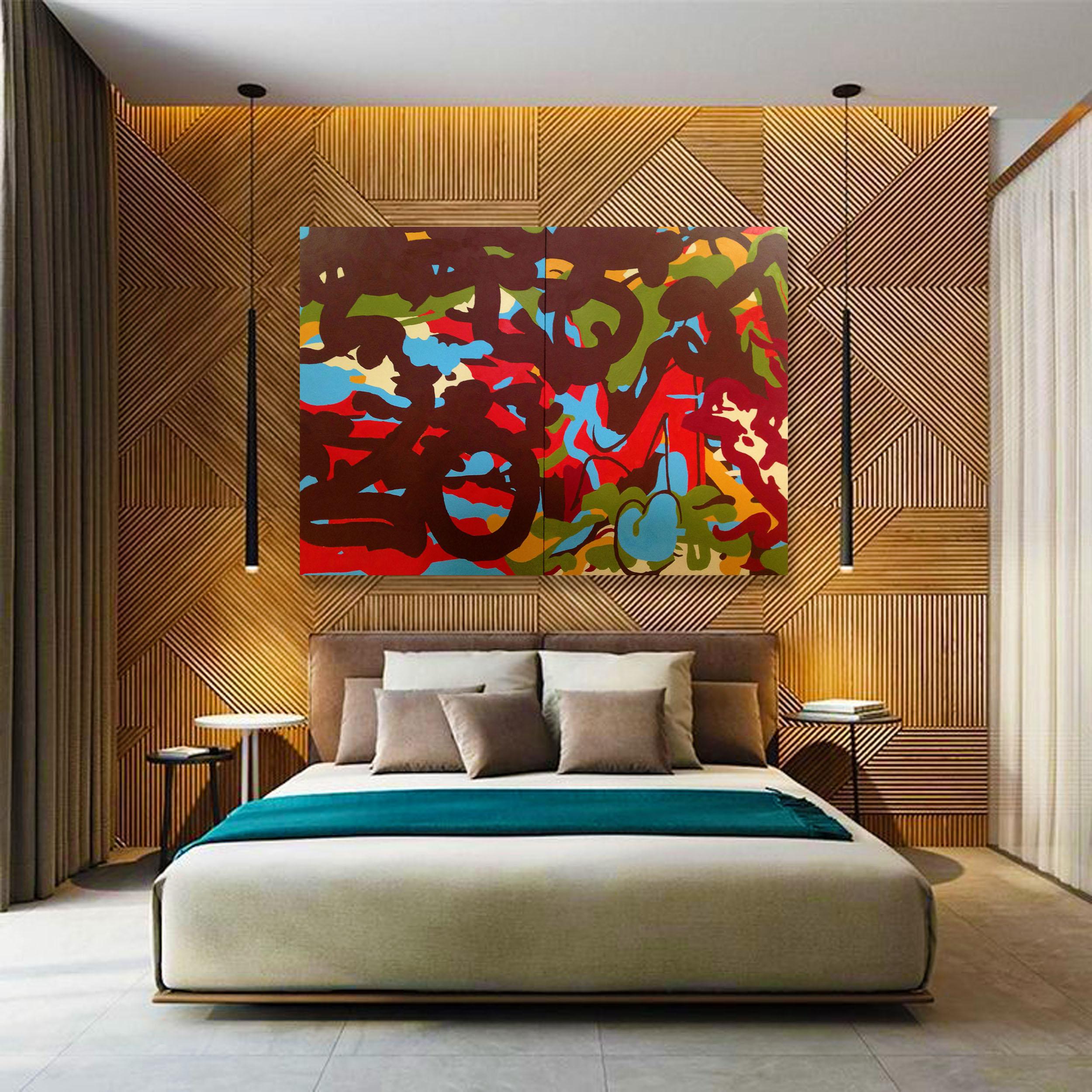 Diptychon -  „“Sympathy For The Strawberry““ – fröhliche, ausdrucksstarke Ausdrucksformen, Pop-Art – Painting von Paweł Myszka