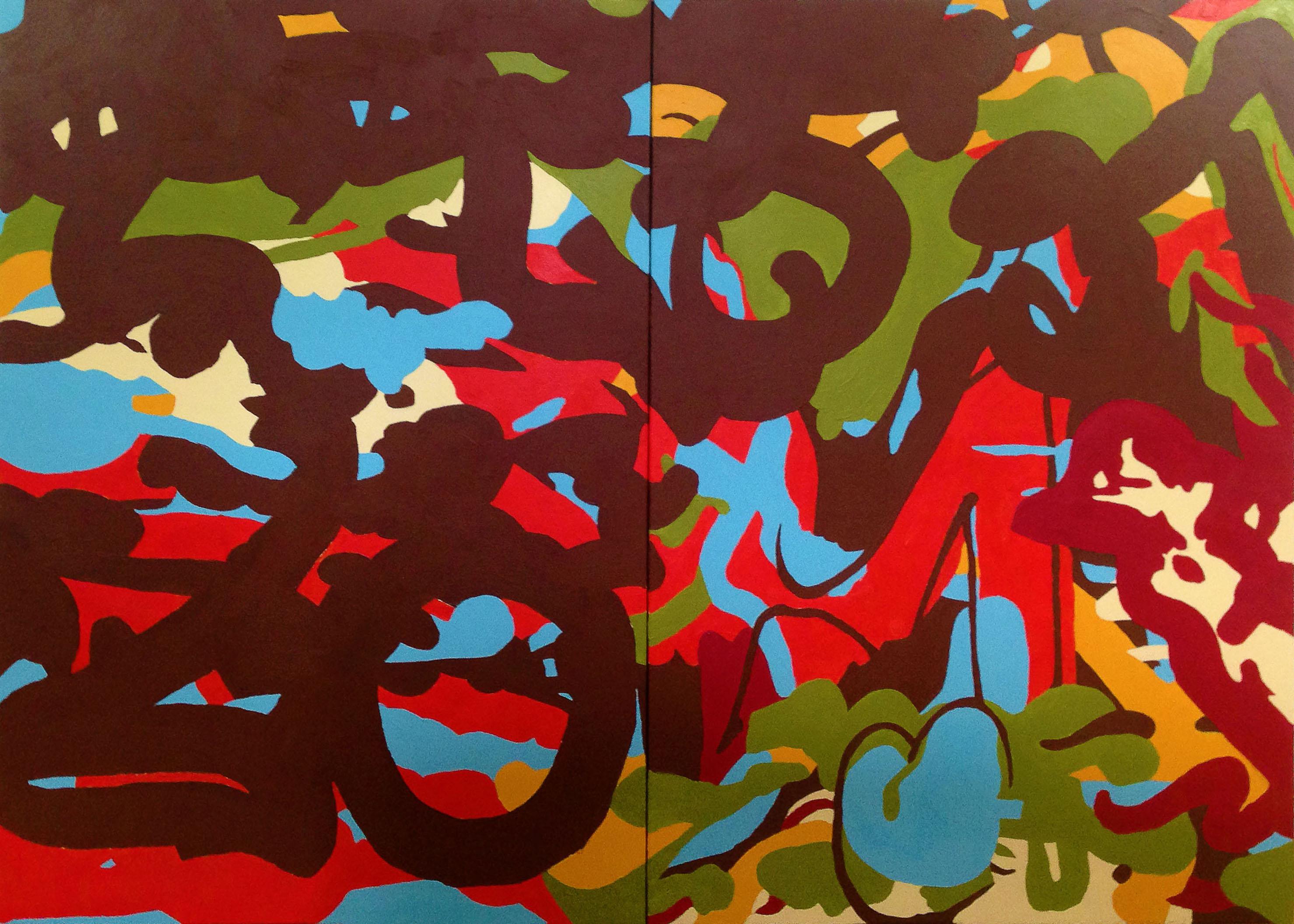 Diptychon -  „“Sympathy For The Strawberry““ – fröhliche, ausdrucksstarke Ausdrucksformen, Pop-Art (Braun), Abstract Painting, von Paweł Myszka