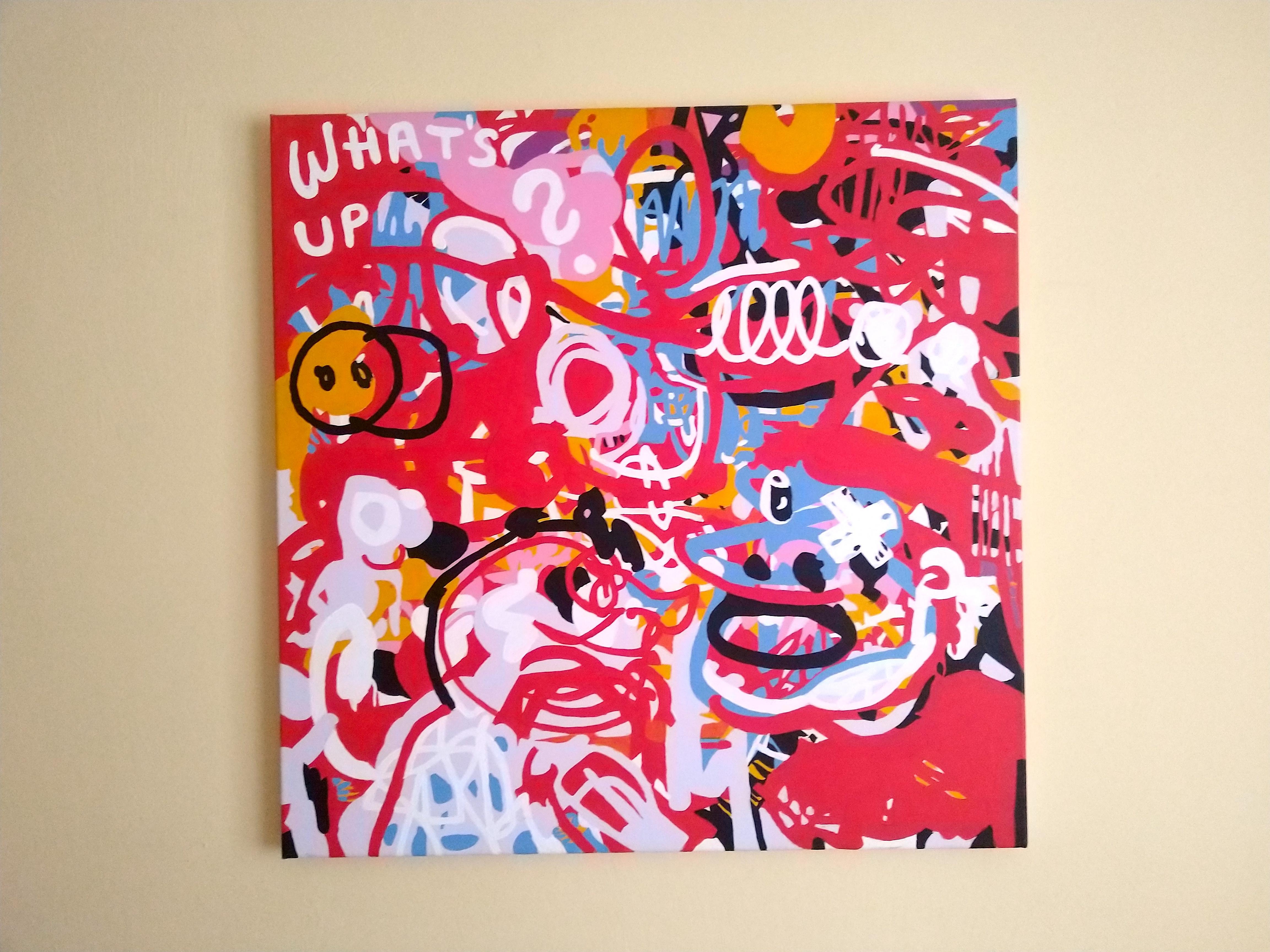 Whats Up II  - Abstraction, Expression, Pop, Street Art, Energetic, Joyful - Painting by Paweł Myszka