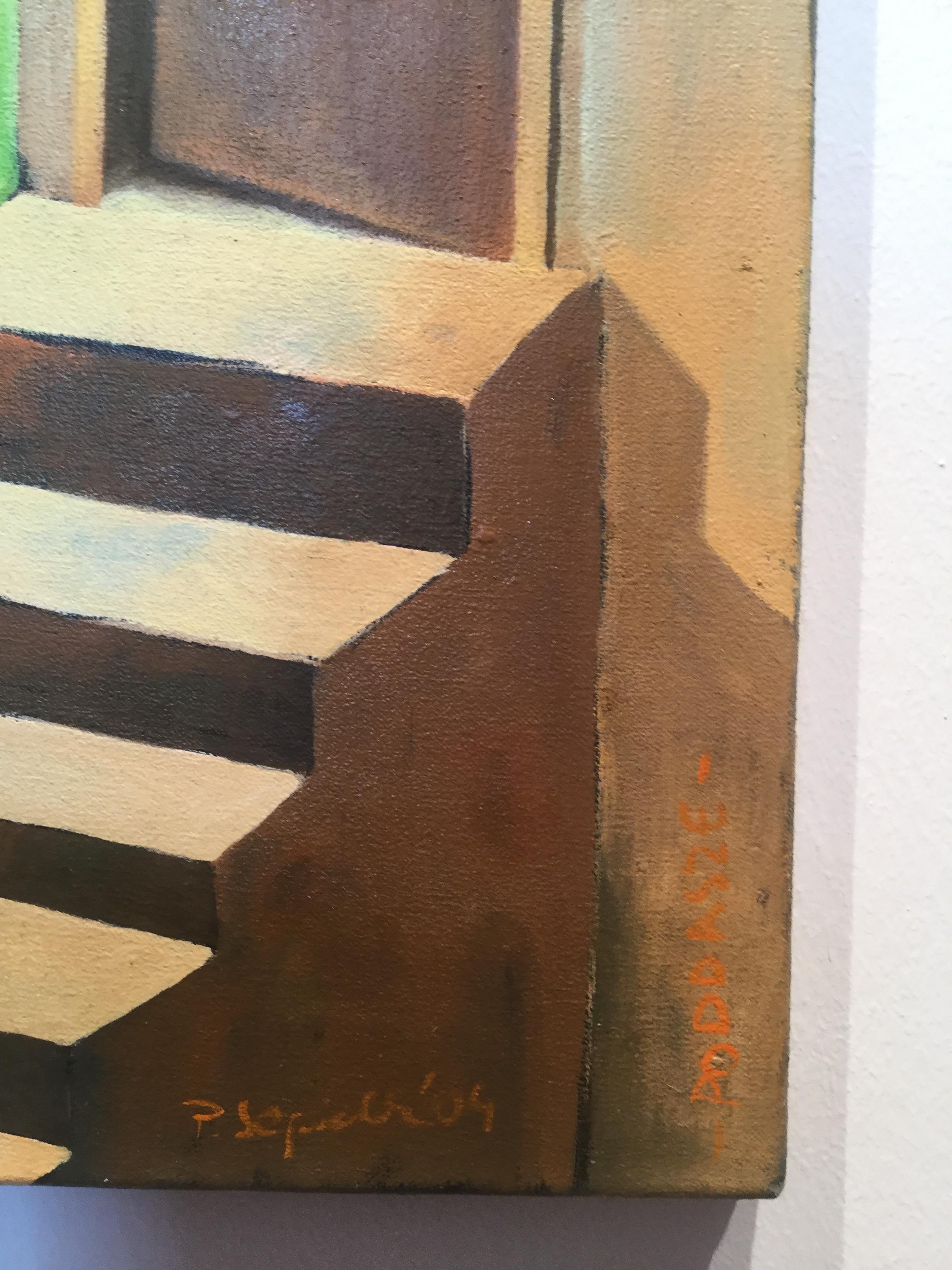 El desván - Pintura al óleo surrealista moderna en venta 1