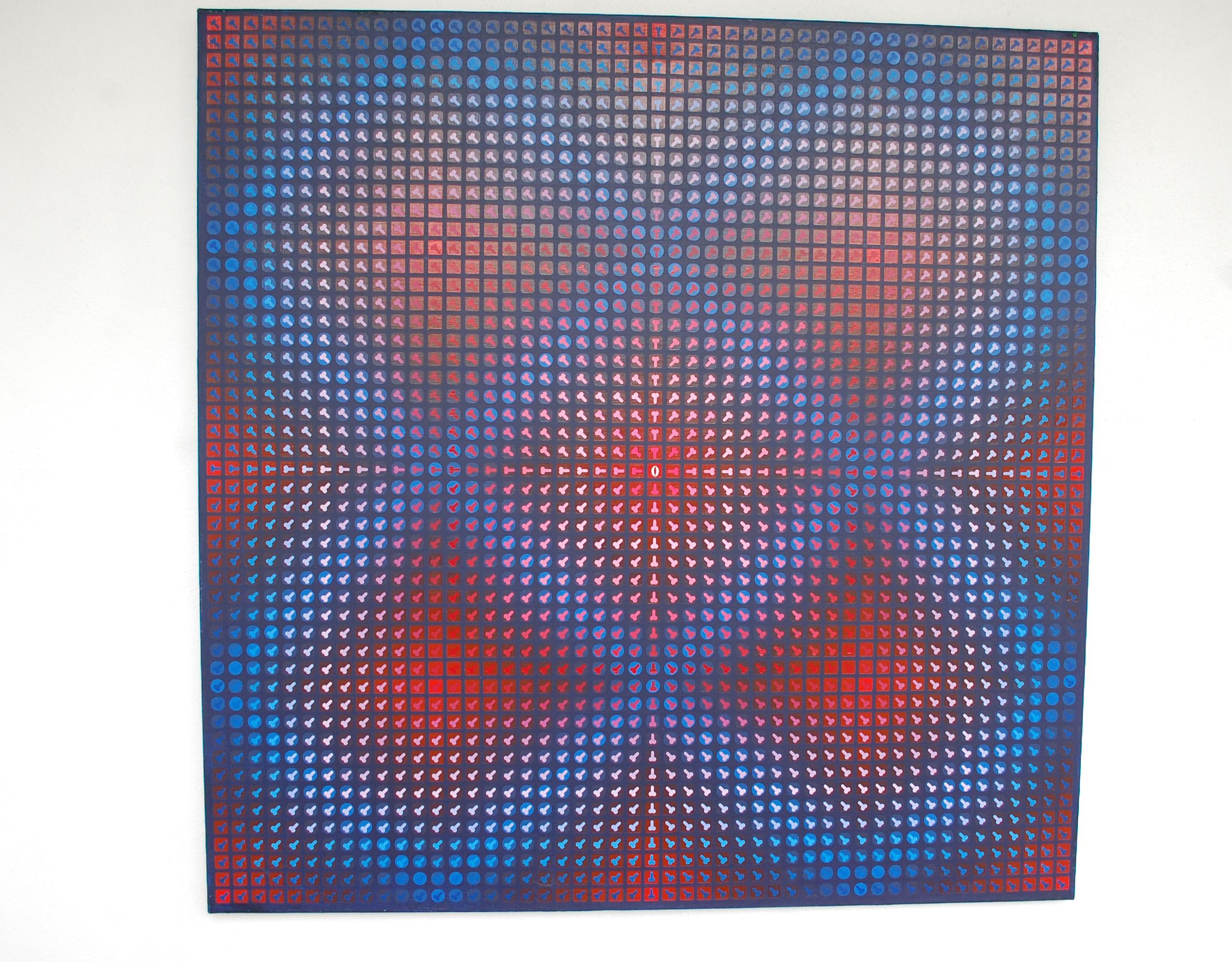 Blaue und rote Prinzessin Schneewittchen Op Art Acryl auf Leinwand. Größe 39x39x1
1999 erhielt der Künstler Pawel Wasowski sein Diplom und 2008 seine Doktorarbeit an der Fakultät für Architektur der Technischen Universität in Warschau, Polen.