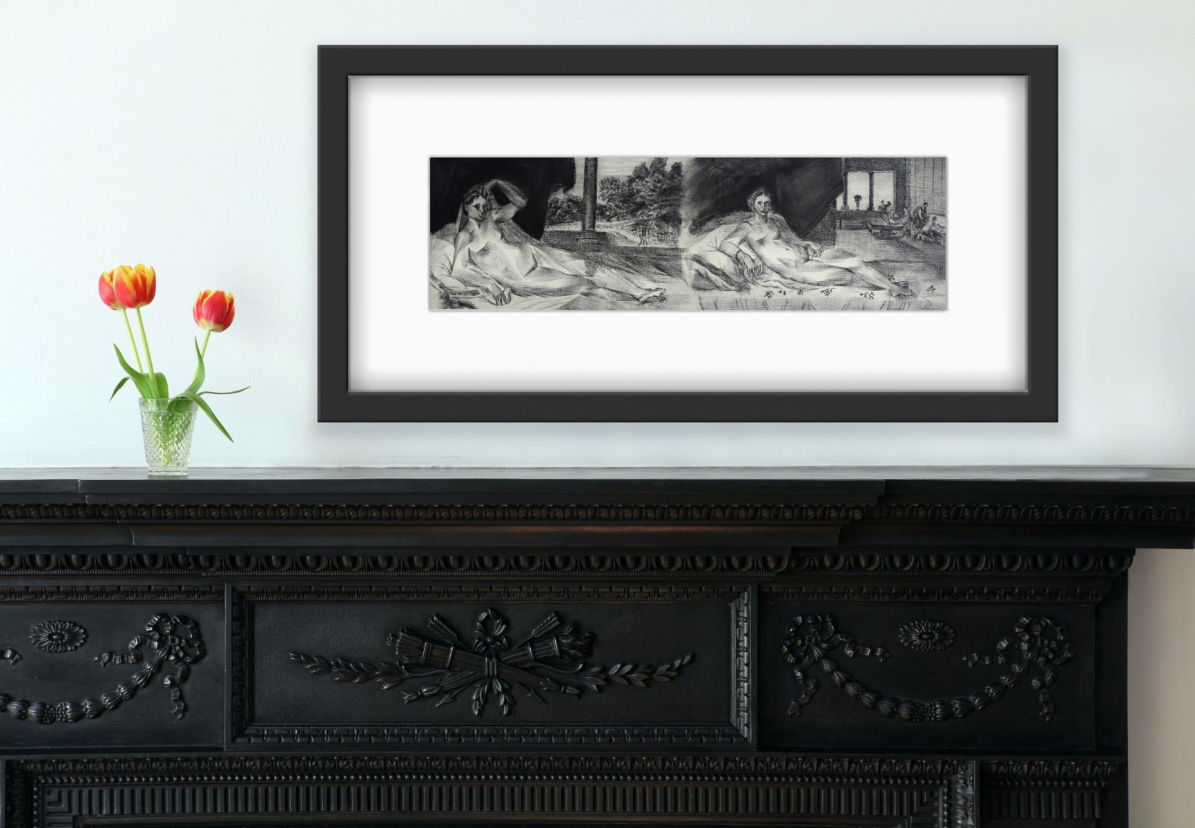 Las Venus de Sustris - Grabado Figurativo Contemporáneo, Desnudo, Paisaje en venta 1