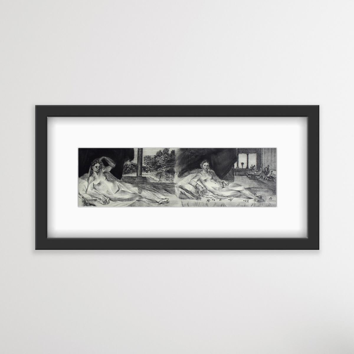 Las Venus de Sustris - Grabado Figurativo Contemporáneo, Desnudo, Paisaje en venta 2