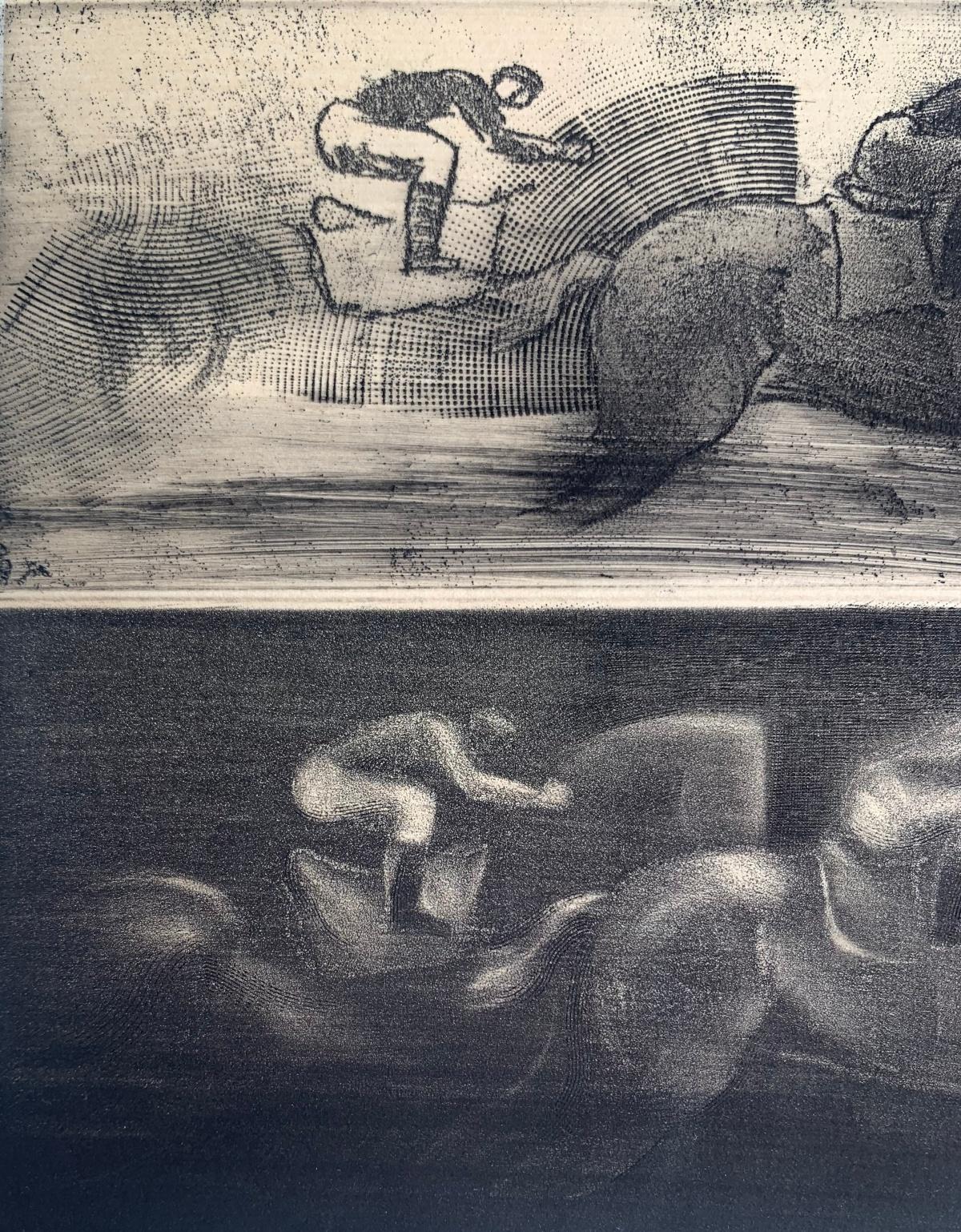 Tres bocetos para nuevas tiradas. Grabado al aguafuerte figurativo contemporáneo, Animales - Print Contemporáneo de Pawel Zablocki