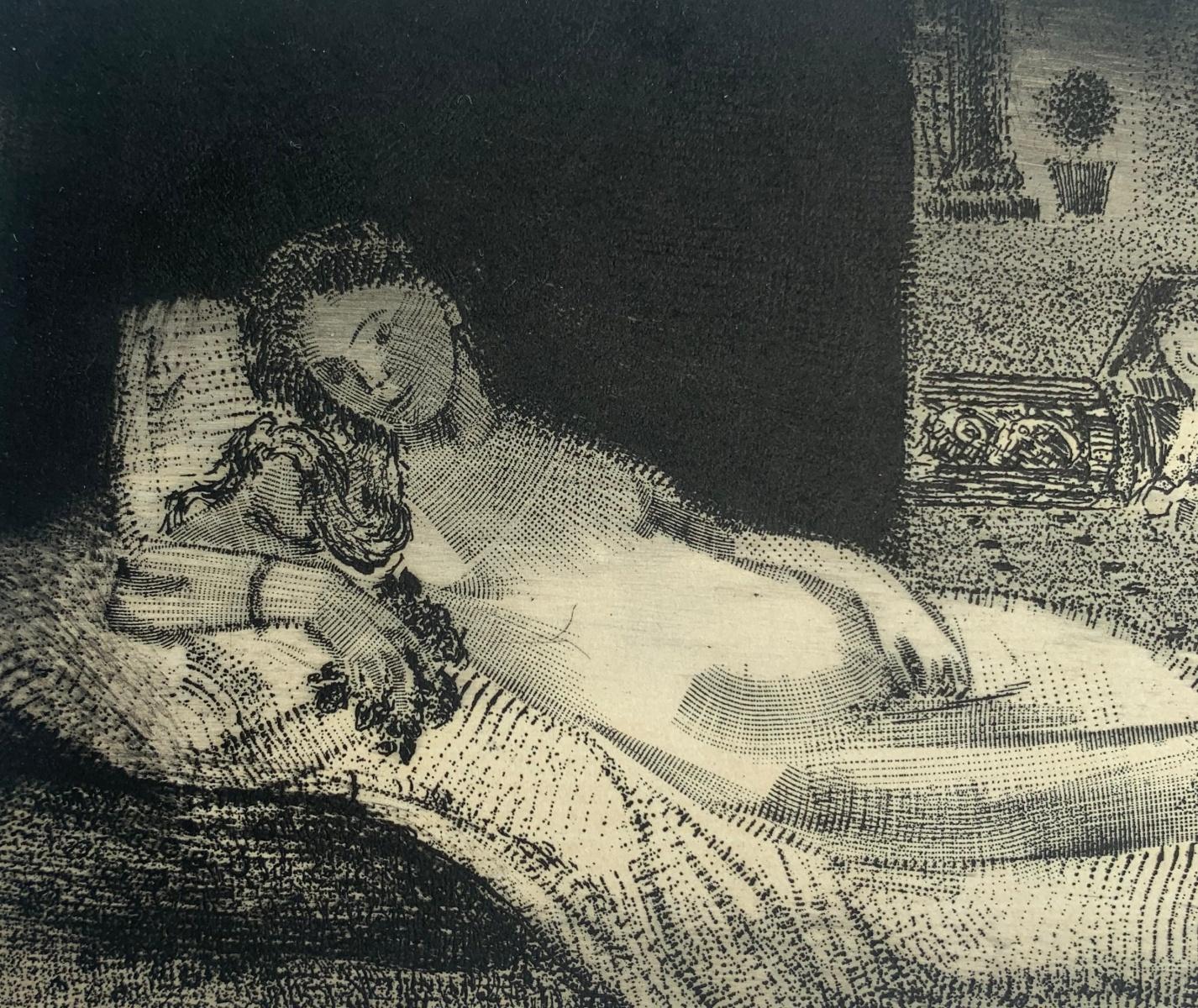 Venere a Urbino. Stampa contemporanea all'acquaforte Figurativa Nudo femminile Artista polacco - Figurative Print Nero di Pawel Zablocki