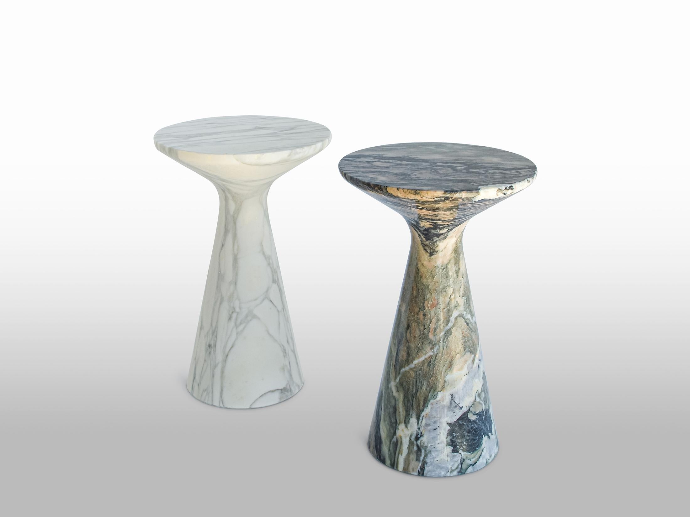 Italian Pawn 1 Cipollino Marble Side Table & Stool by Etamorph For Sale