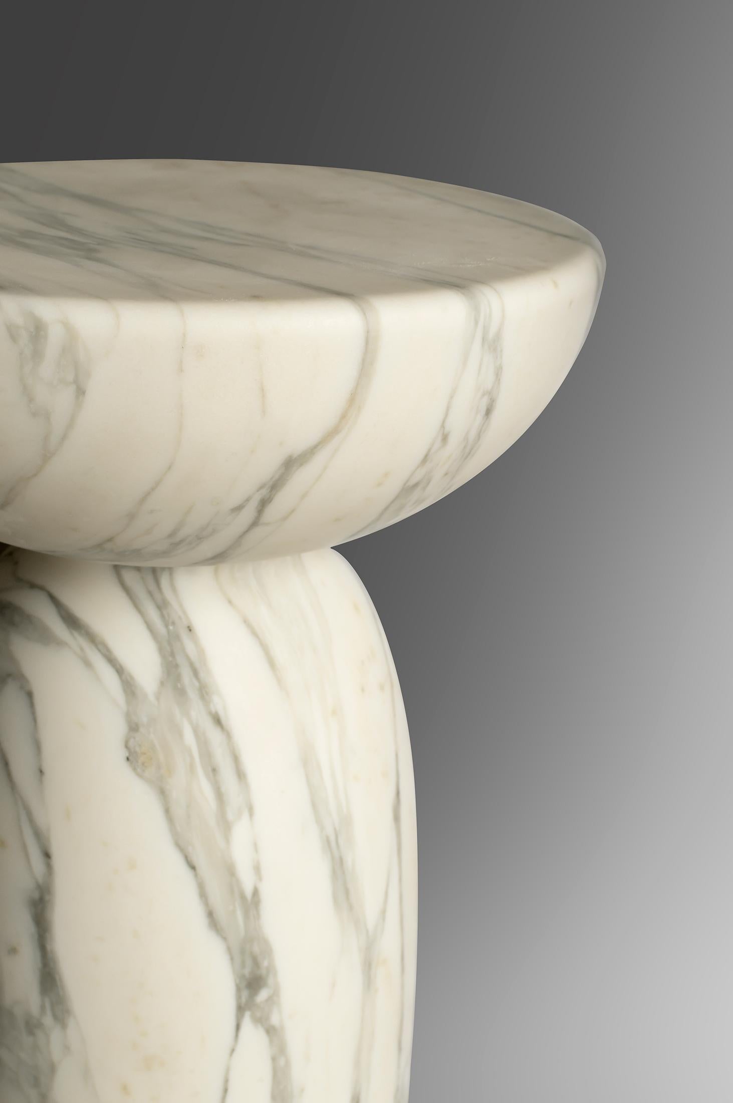 Post-Modern Pawn 2 Calacatta Marble Side Table & Stool by Etamorph For Sale