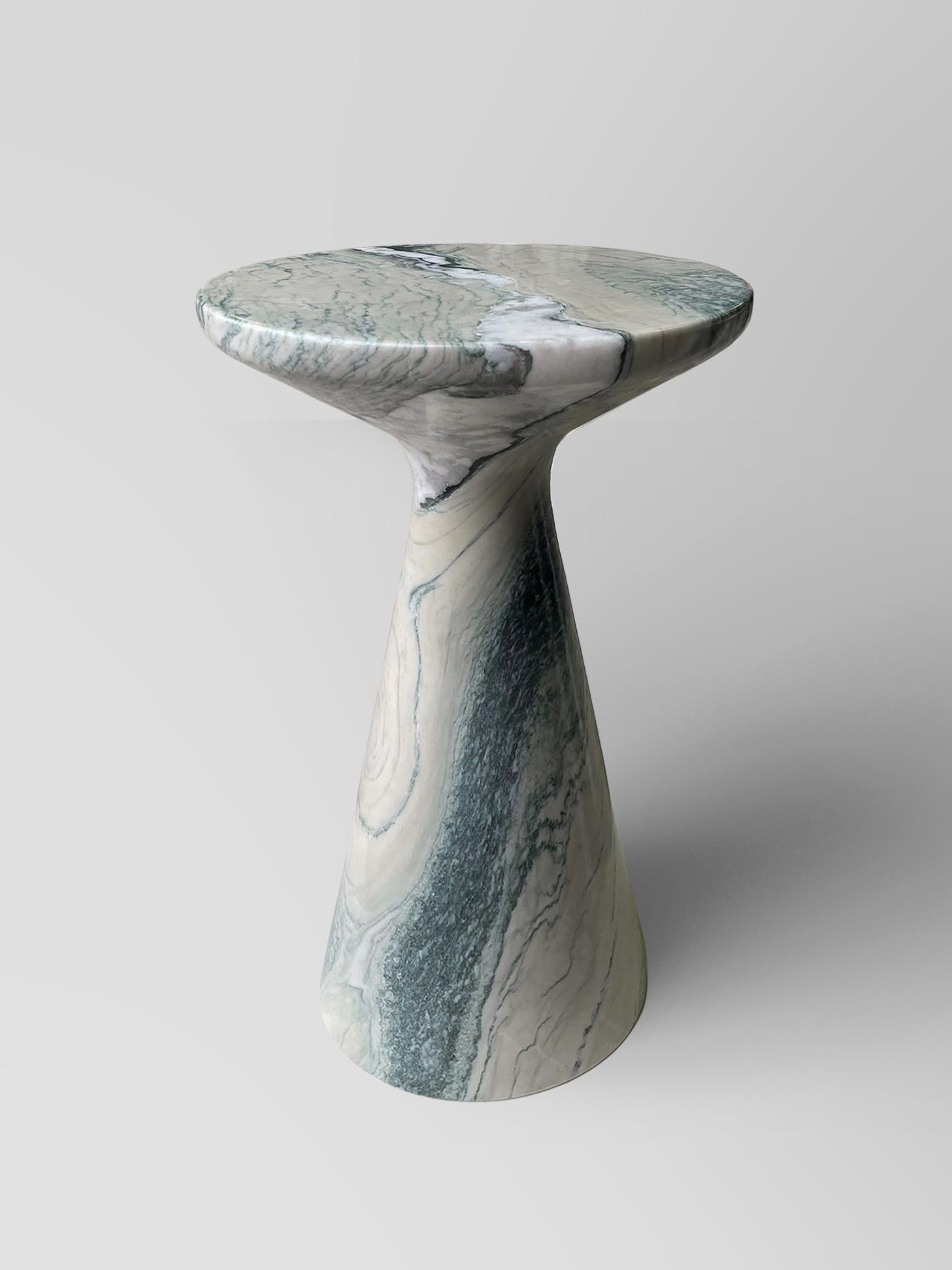 Carved Pawn Marble Side Table For Sale