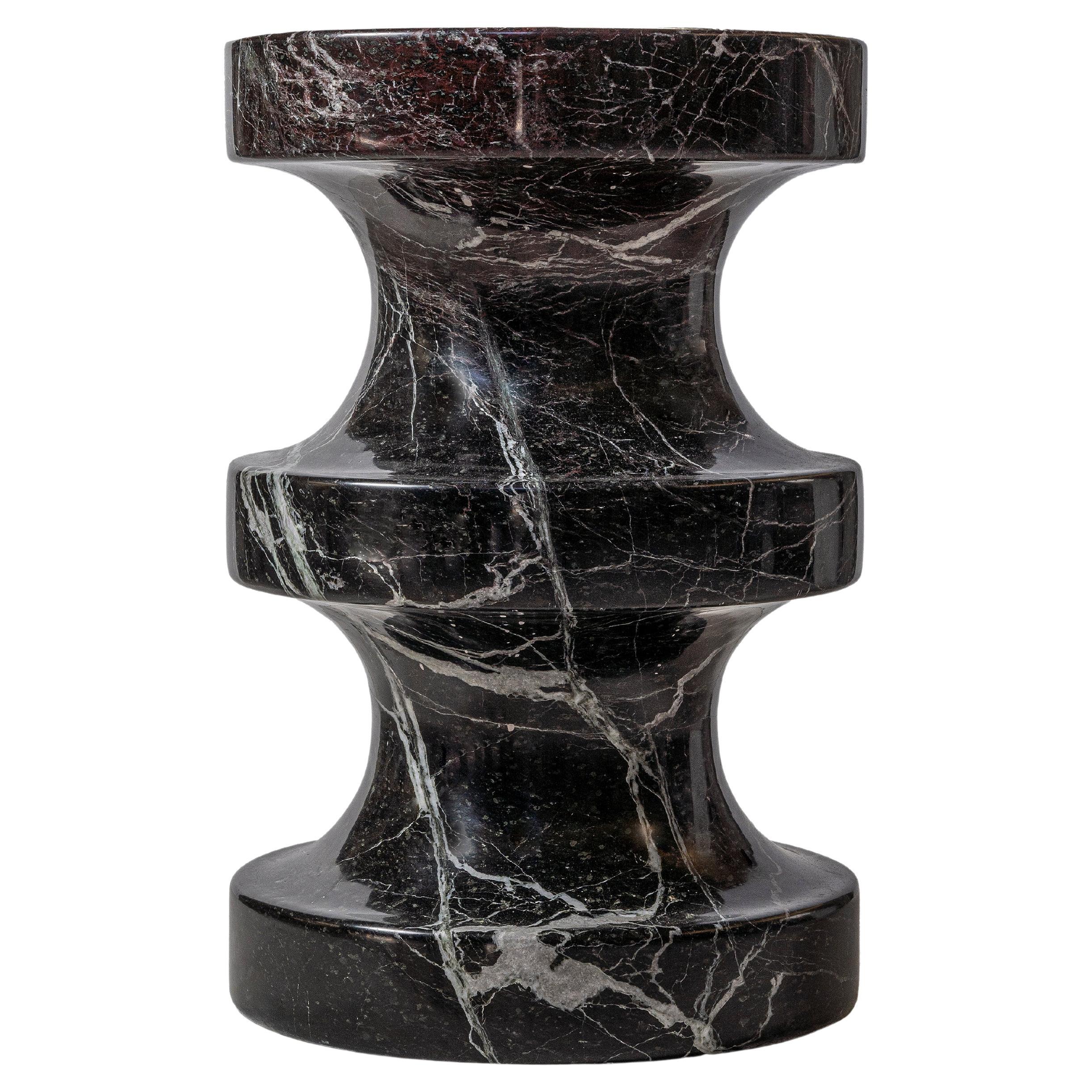 Pawn 3 Rosso Levanto Marble Side Table & Stool by Etamorph