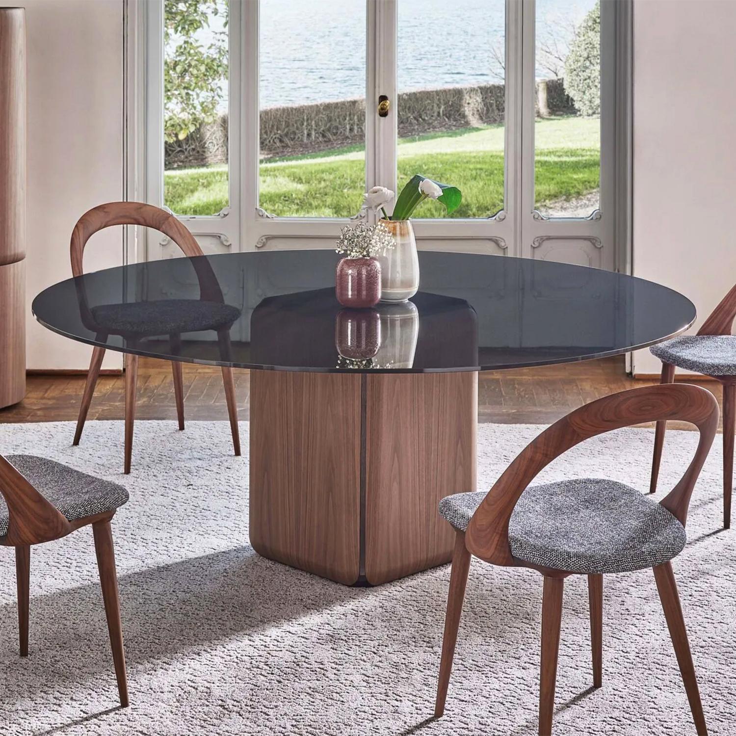 Noyer Table ronde en verre pax en vente